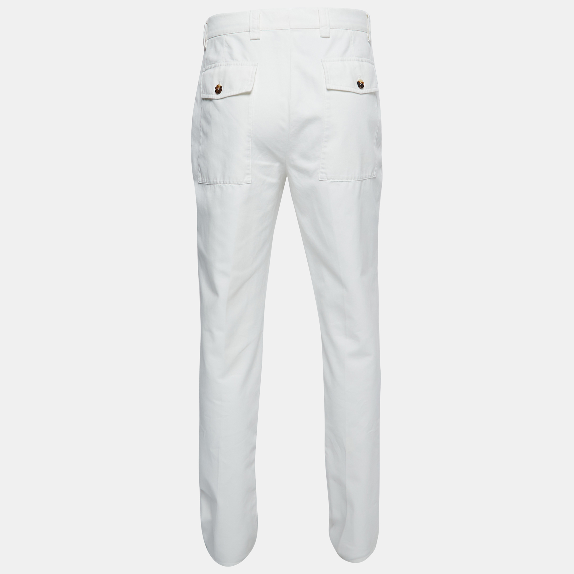 

Brunello Cucinelli White Cotton Twill Trousers
