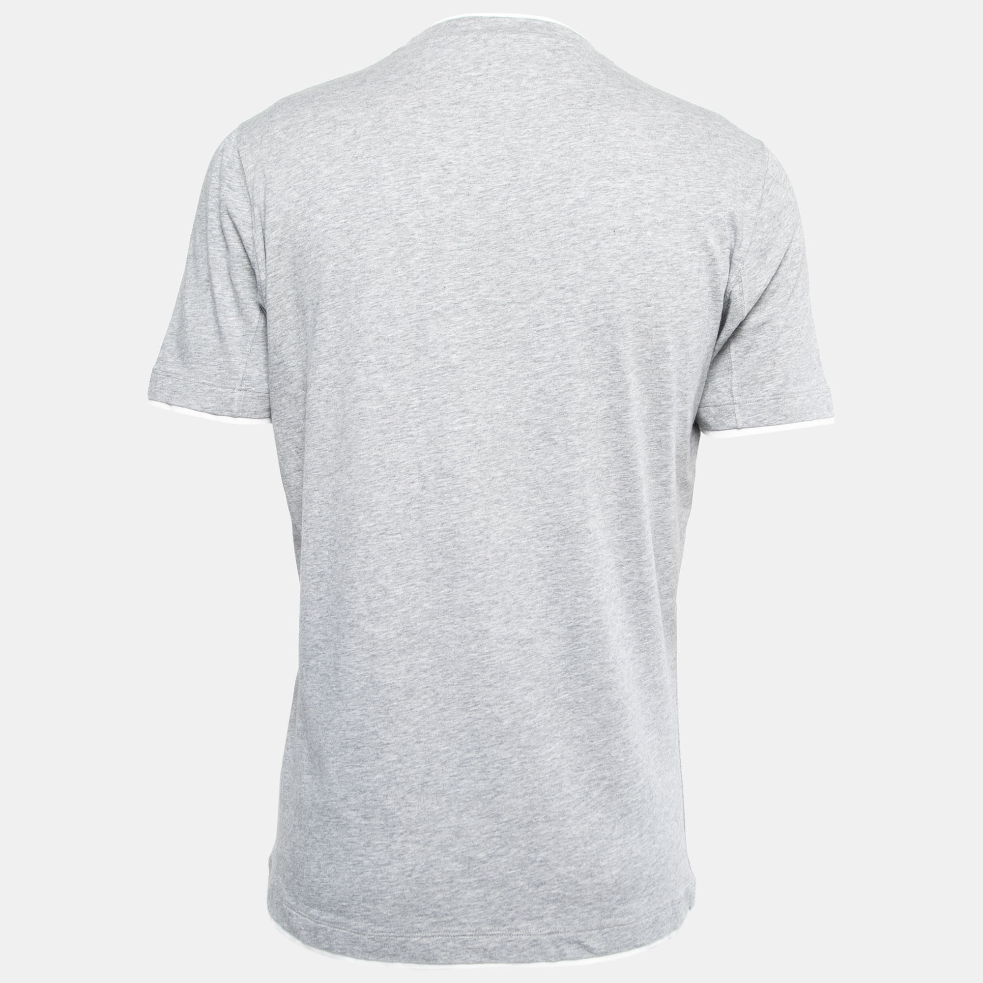 

Brunello Cucinelli Grey Cotton Layered Effect Slim Fit T-Shirt