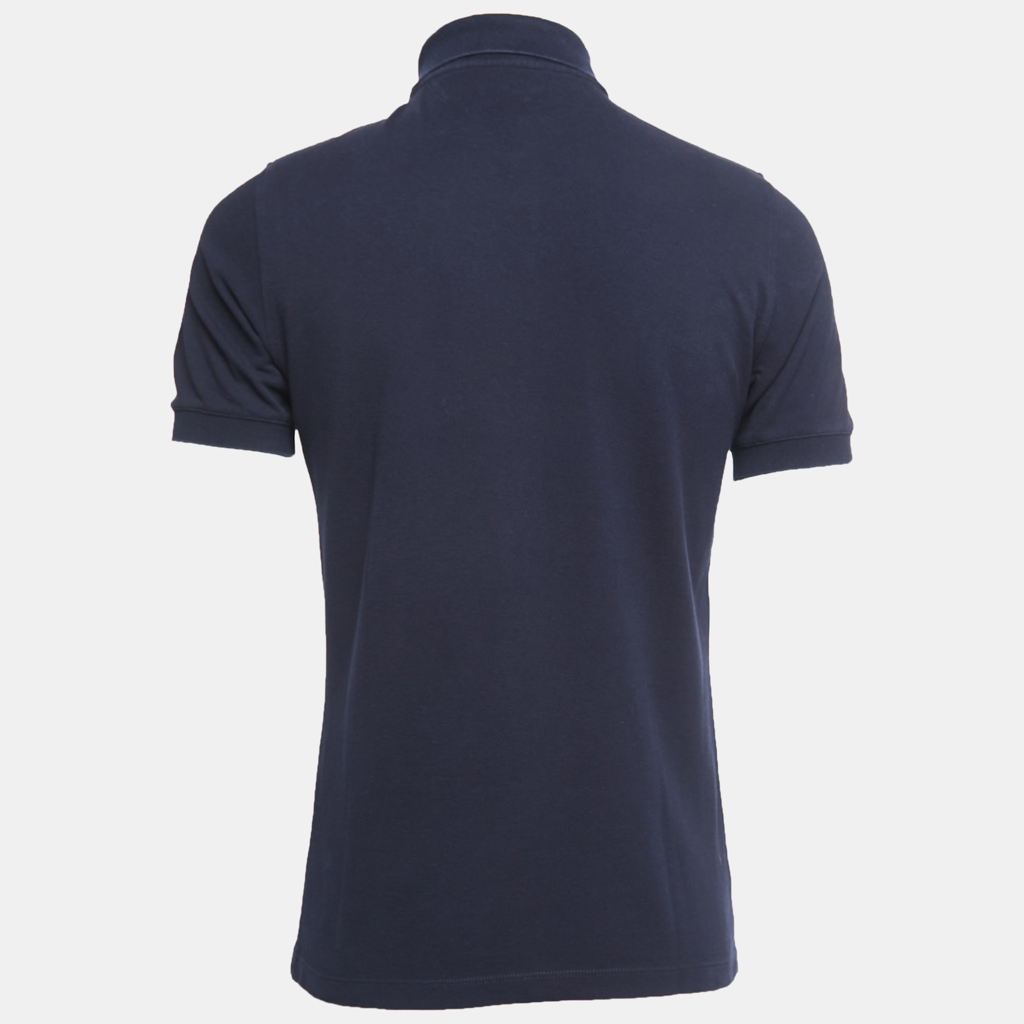 

Brunello Cucinelli Navy Blue Cotton Pique Slim Fit Polo T-Shirt