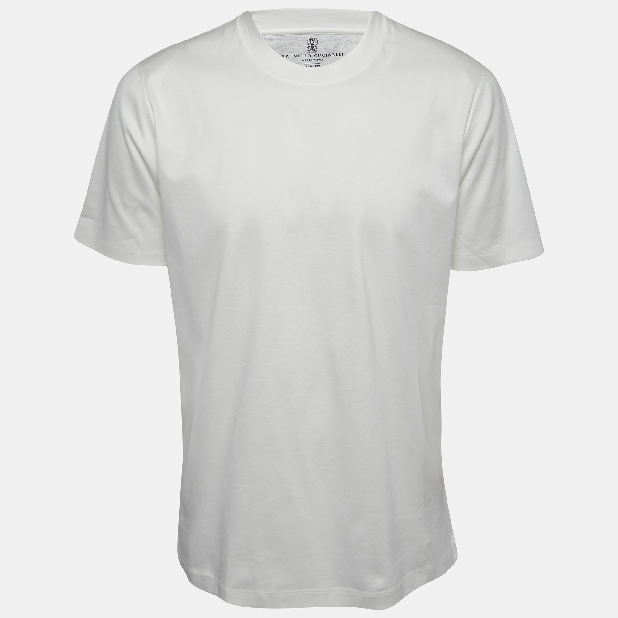 Brunello Cucinelli White Cotton Crew Neck Short Sleeve T-Shirt L