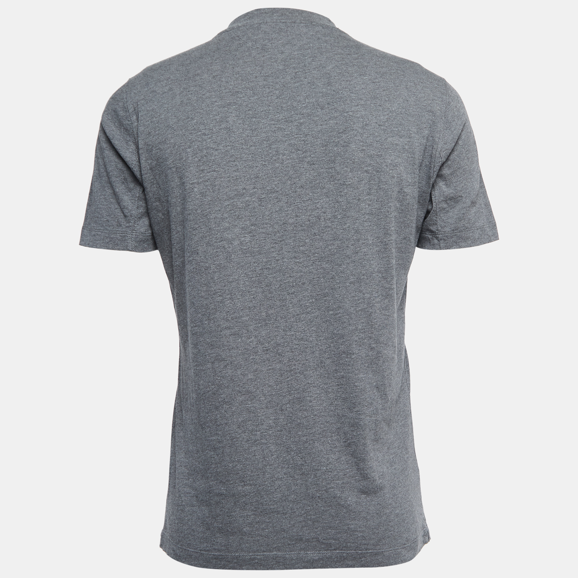 

Brunello Cucinelli Grey Cotton V-Neck Half Sleeve Slim Fit T-Shirt