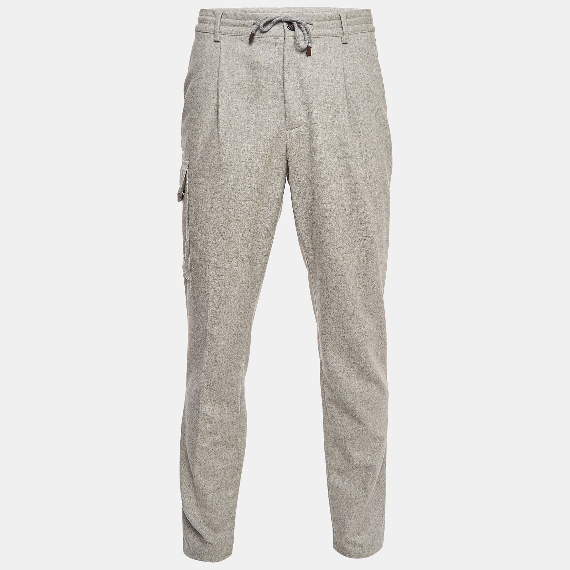 

Brunello Cucinelli Grey Wool Cargo Trousers