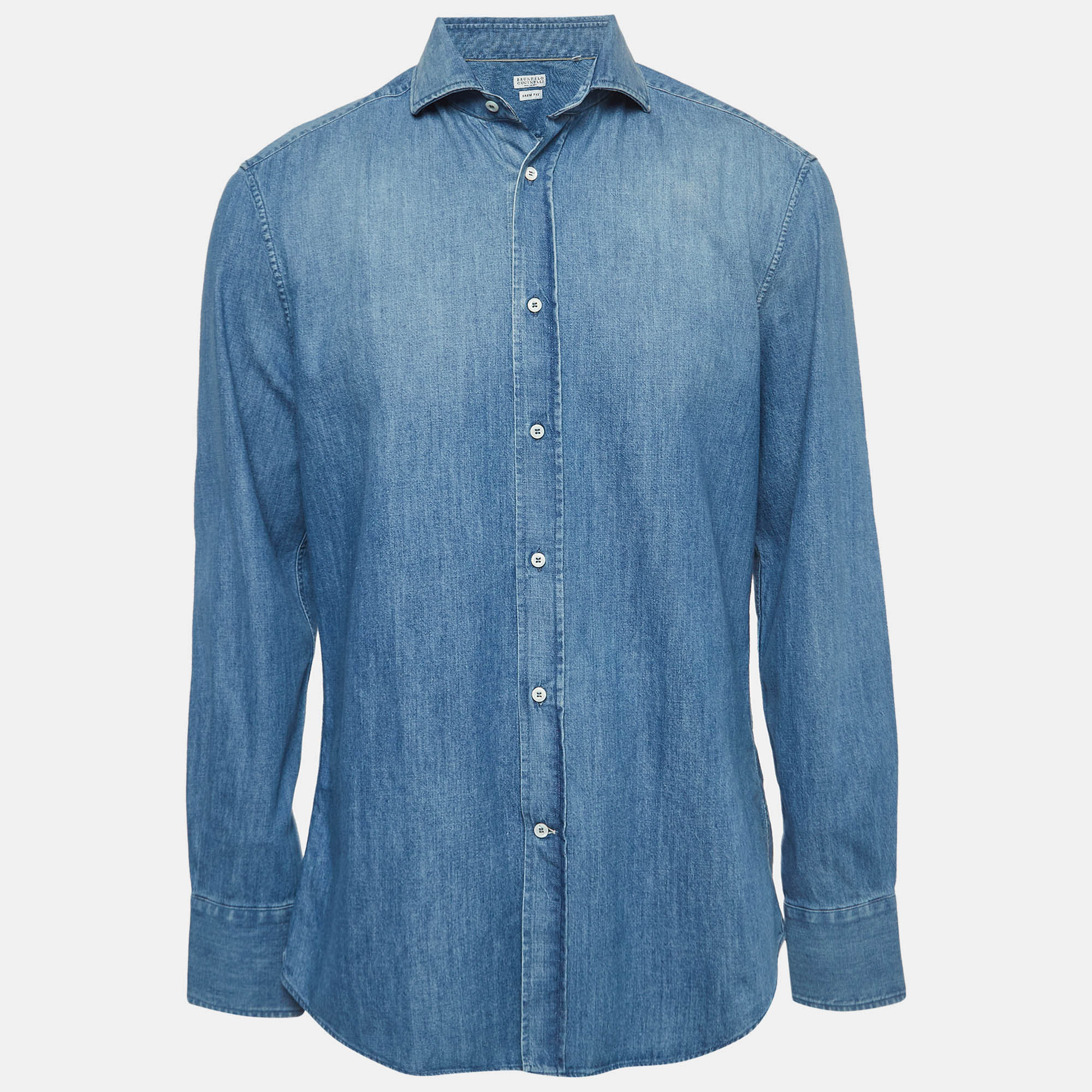 

Brunello Cucinelli Blue Washed Denim Buttoned Up Shirt XL