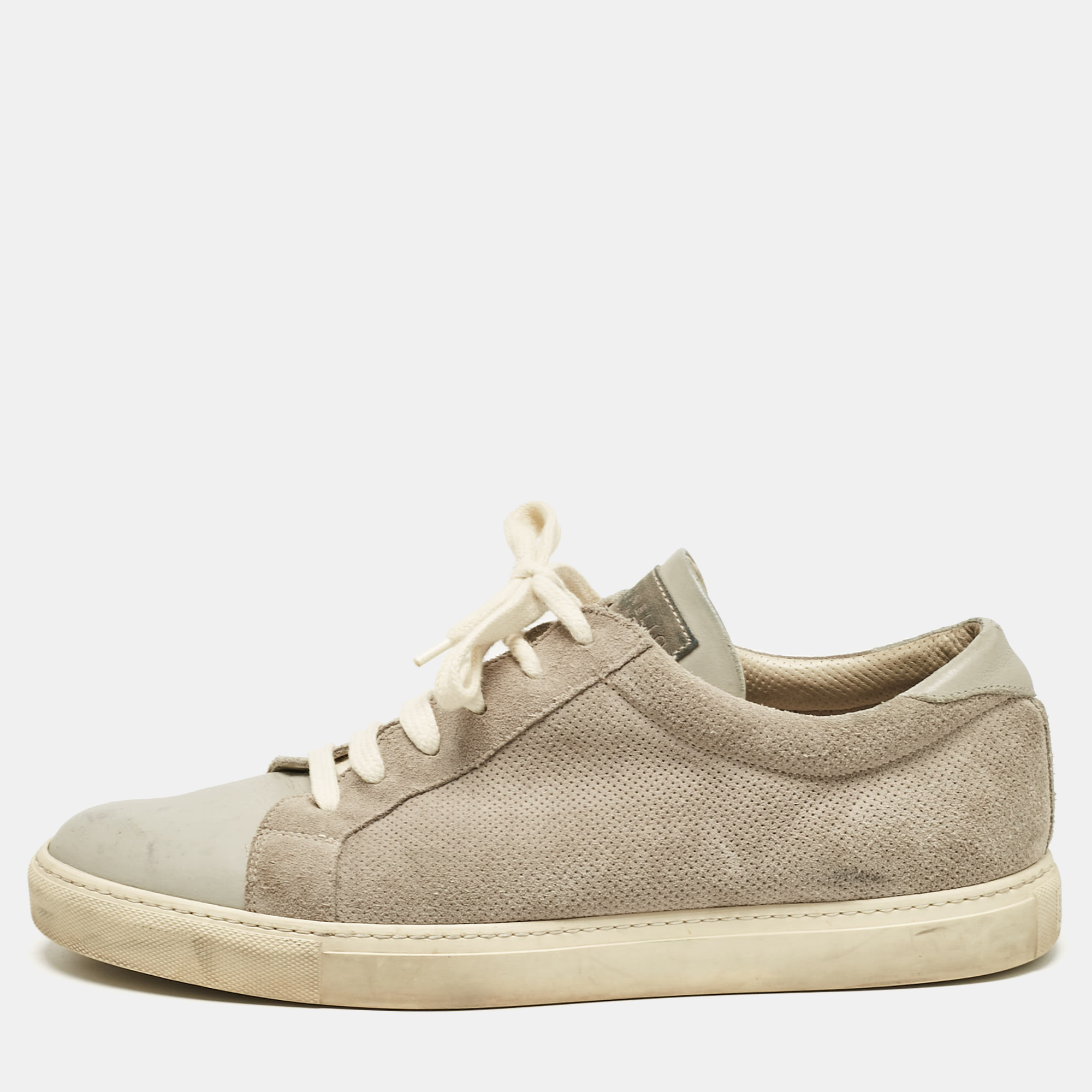 

Brunello Cucinelli Grey Leather and Suede Low Top Sneakers Size