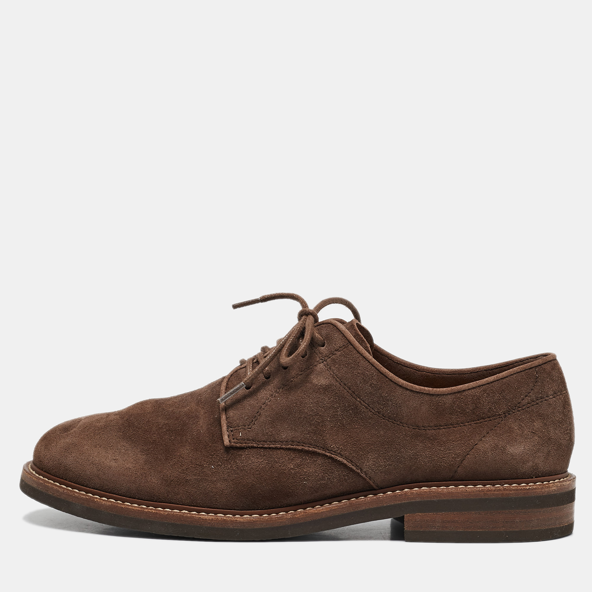 

Brunello Cucinelli Brown Suede Beaver Lace Up Derby Size