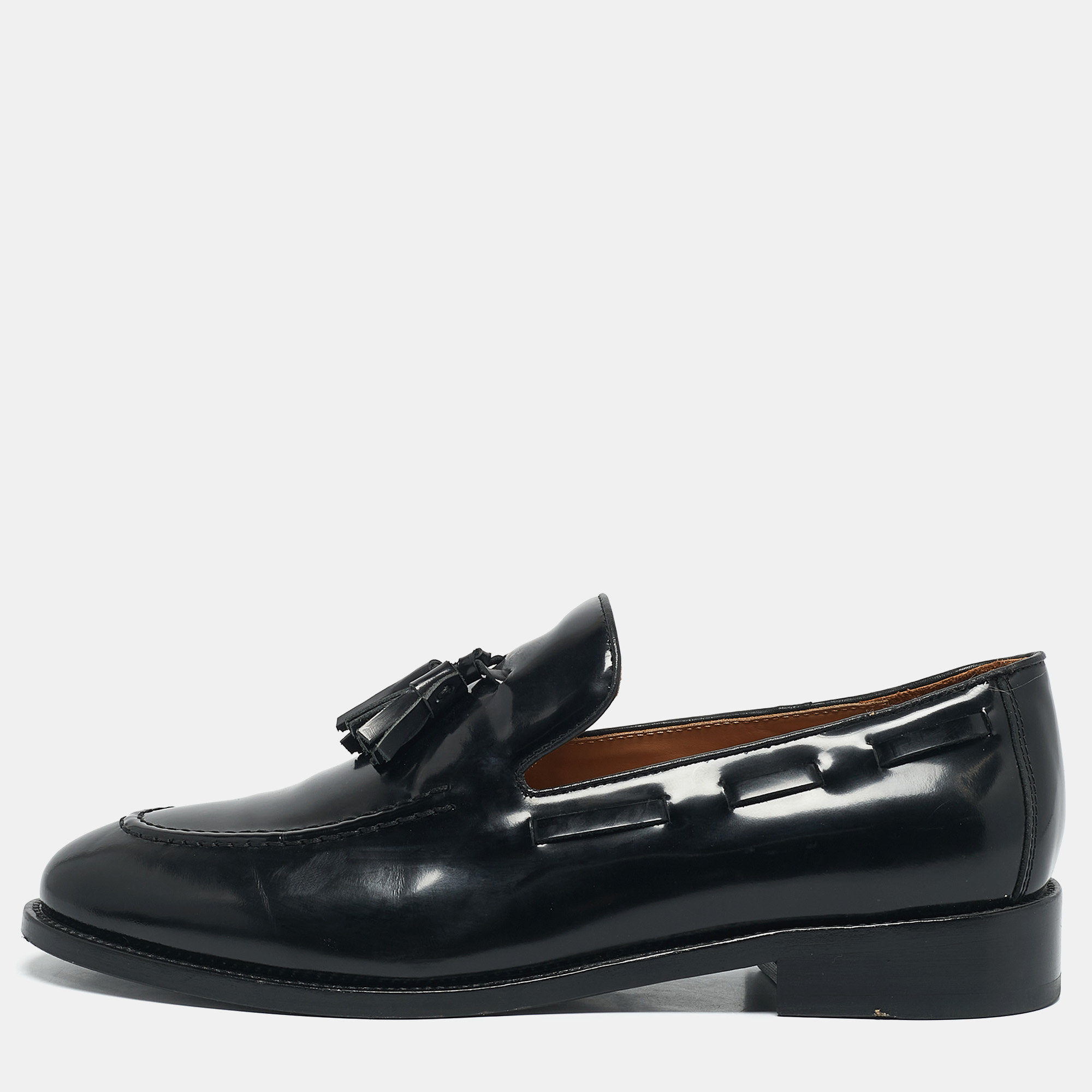 

Brunello Cucinelli Black Leather Tassel Loafers Size