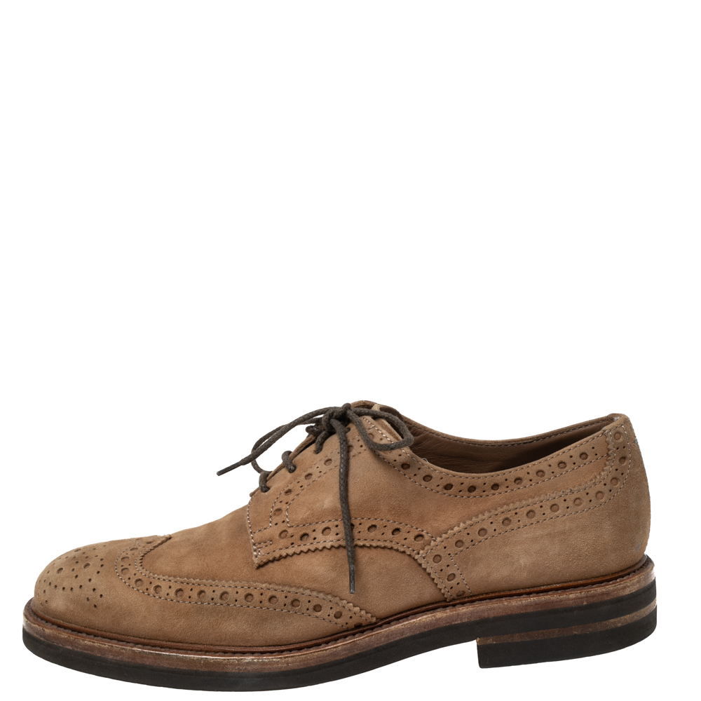 

Brunello Cucinelli Brown Brogue Leather Lace Up Derby Size