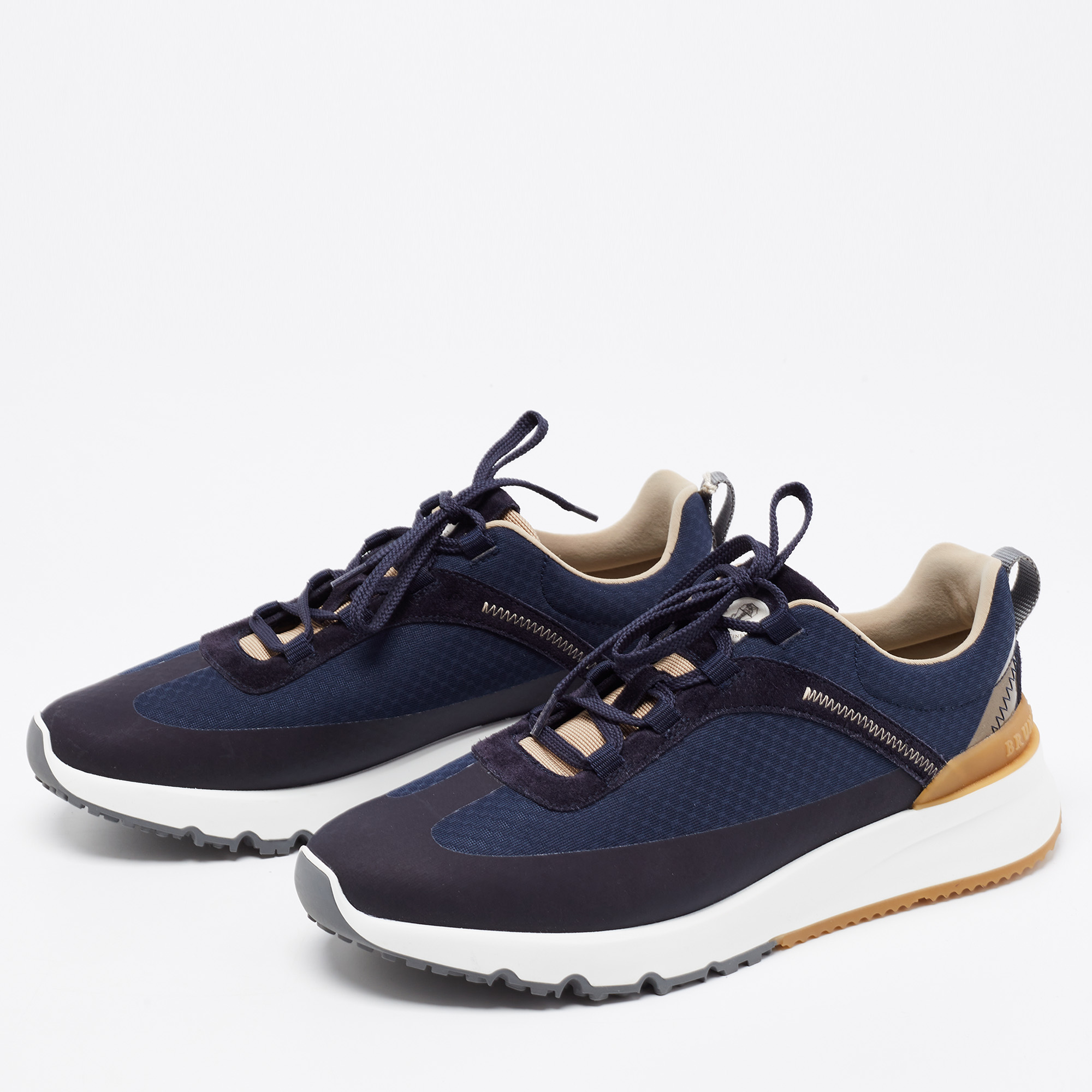 

Brunello Cucinelli Blue Fabric And Suede Trimmed Sneakers Size
