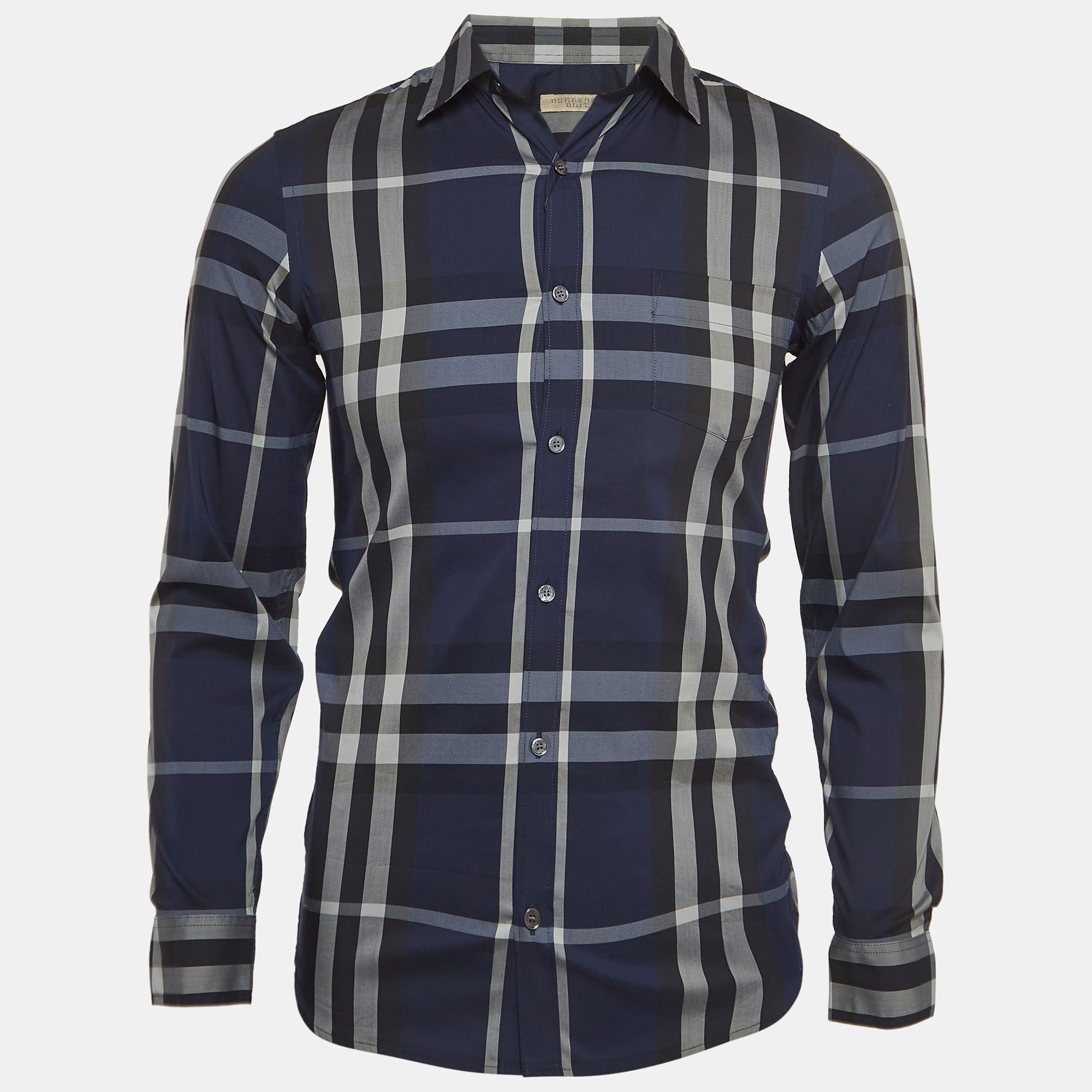Pre-owned Burberry Blue Tartan Poplin Long Sleeve Button Down Shirt Xs