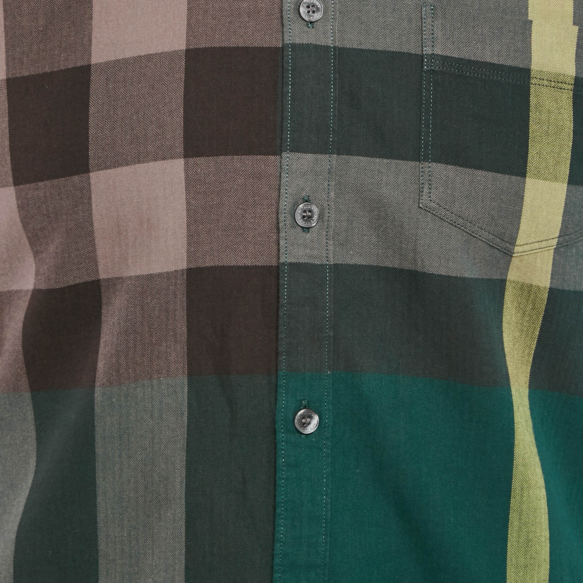 Burberry Brit Multicolor/Green Nova Check Herringbone Cotton Shirt S 