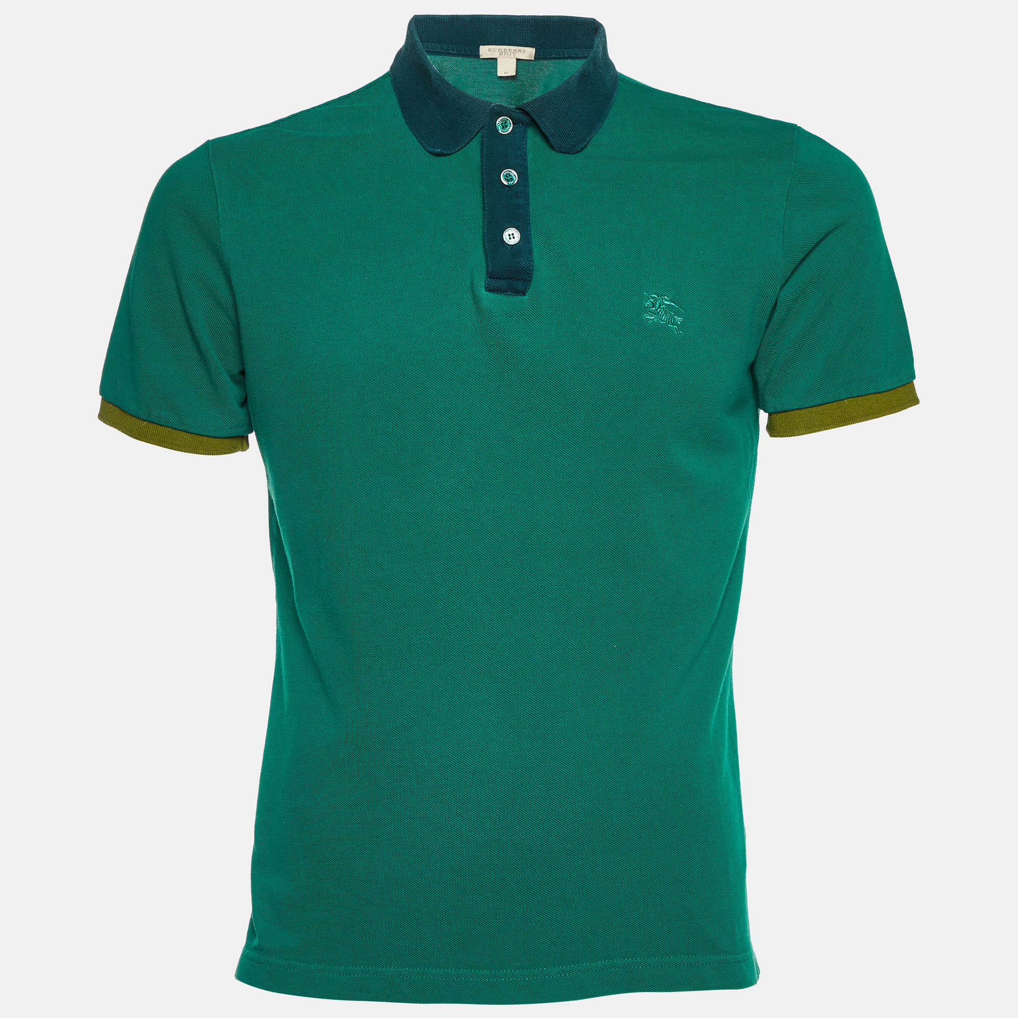 

Burberry Brit Green Cotton Contrast Detail Polo T-Shirt M