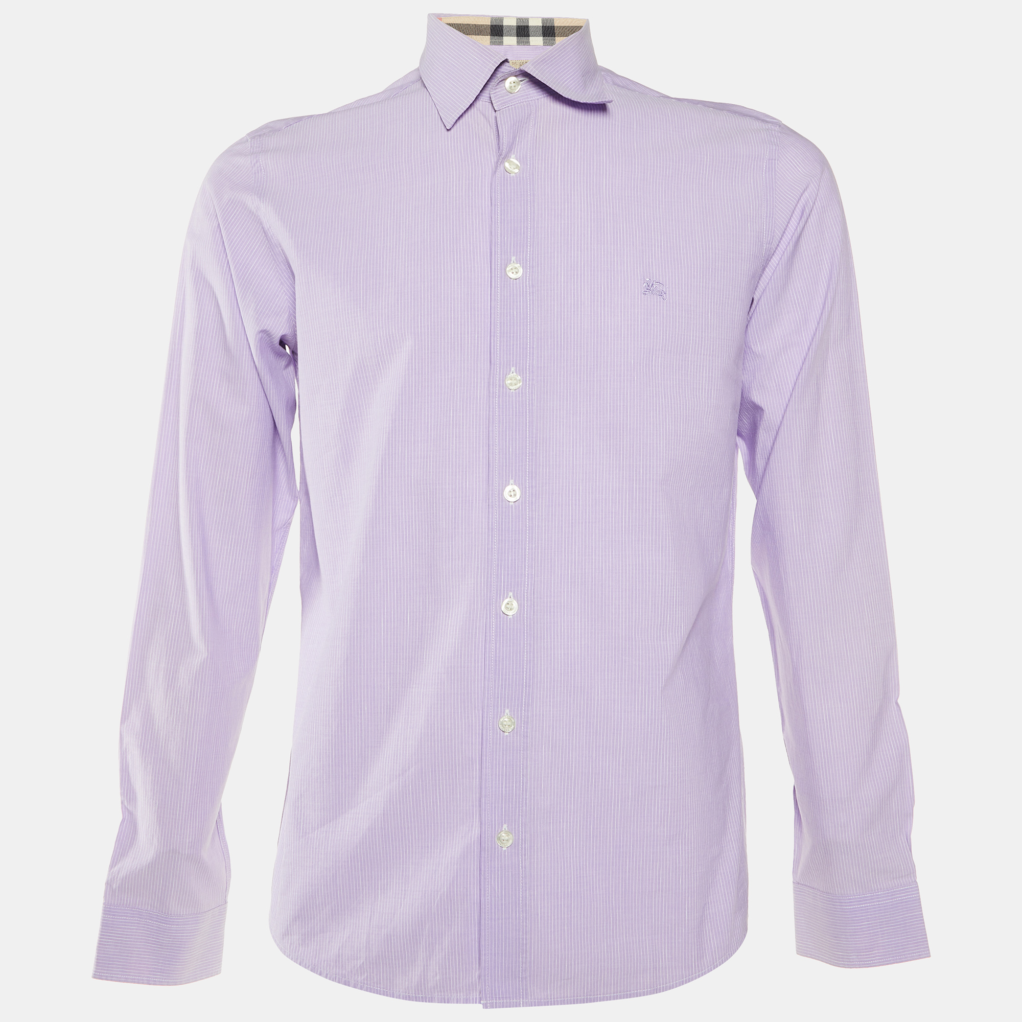 

Burberry Brit Lilac Pin Striped Cotton & Linen Long Sleeve Shirt M, Purple