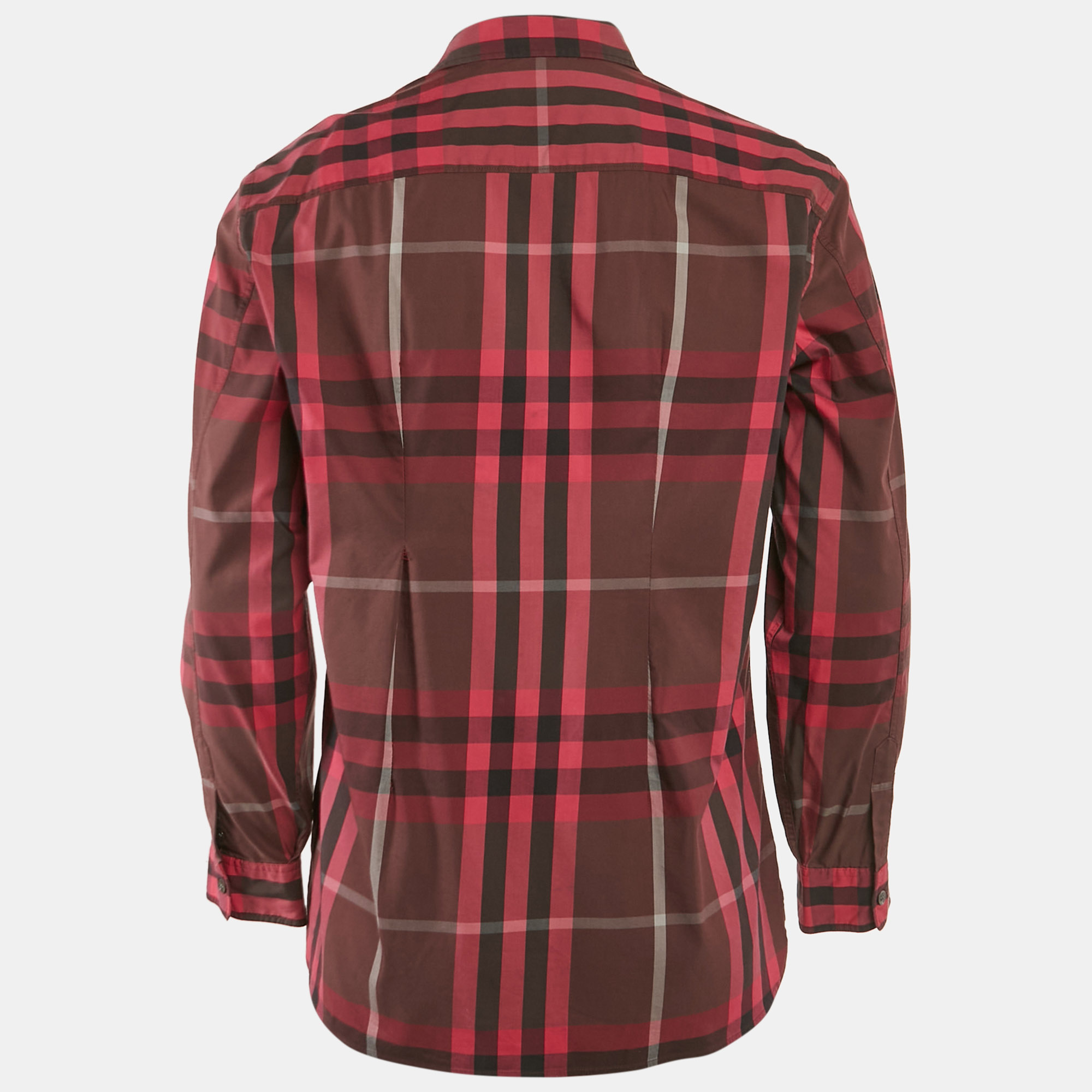 Burberry Brit Pink/Multicolor Tartan Check Cotton Button Front Shirt L 