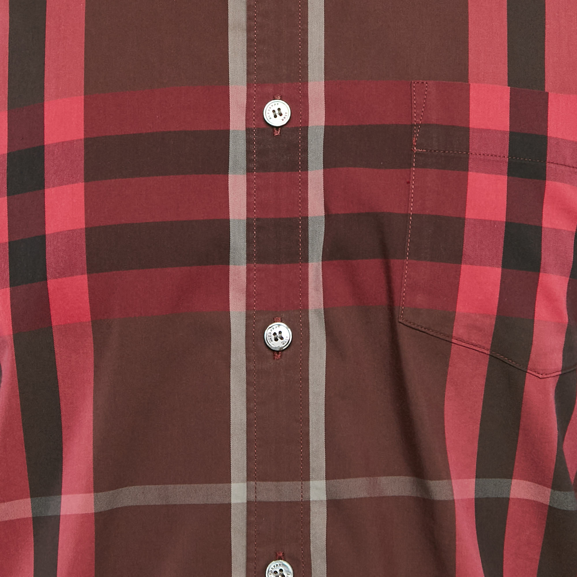 Burberry Brit Pink/Multicolor Tartan Check Cotton Button Front Shirt L 