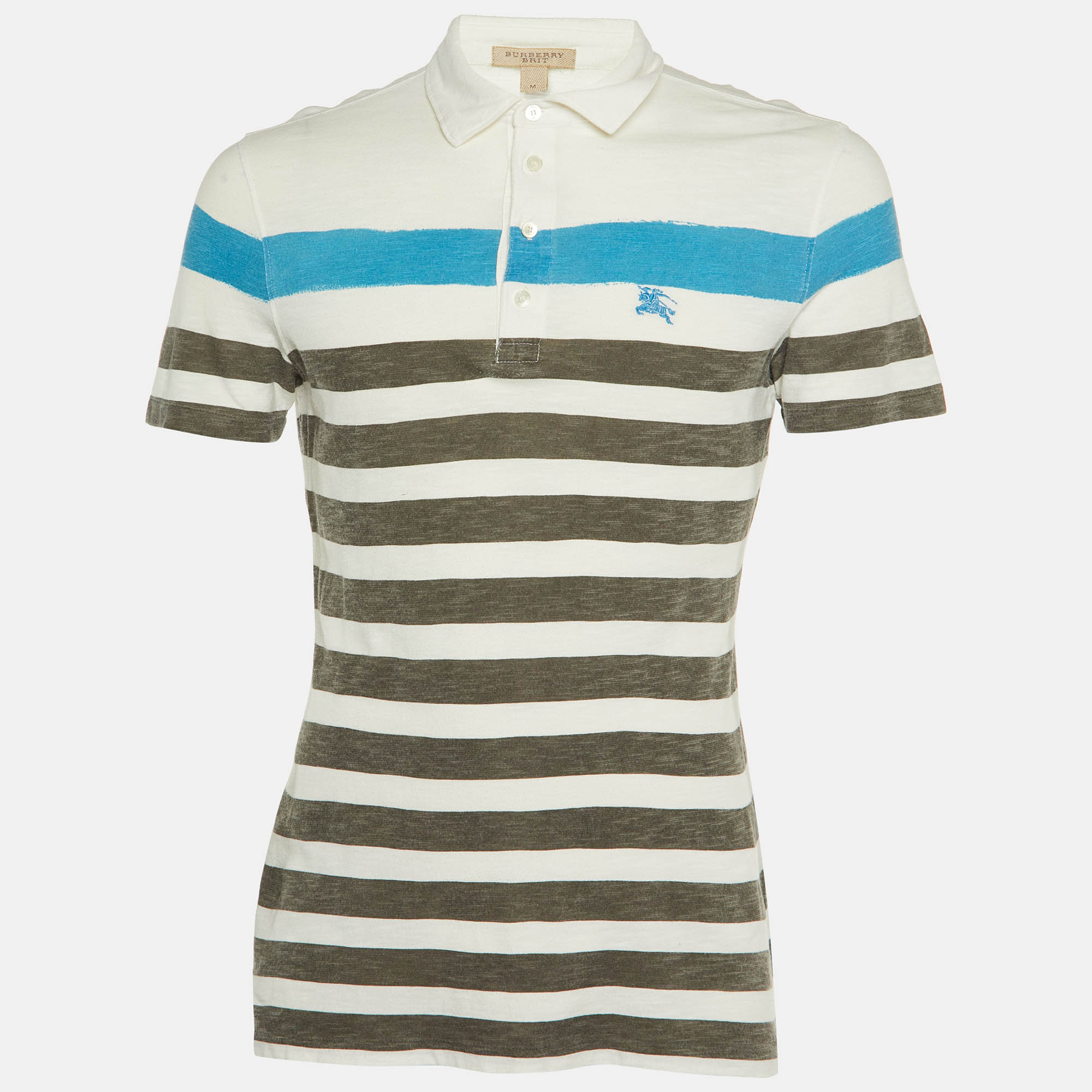 

Burberry Brit White Striped Cotton Polo T-Shirt M