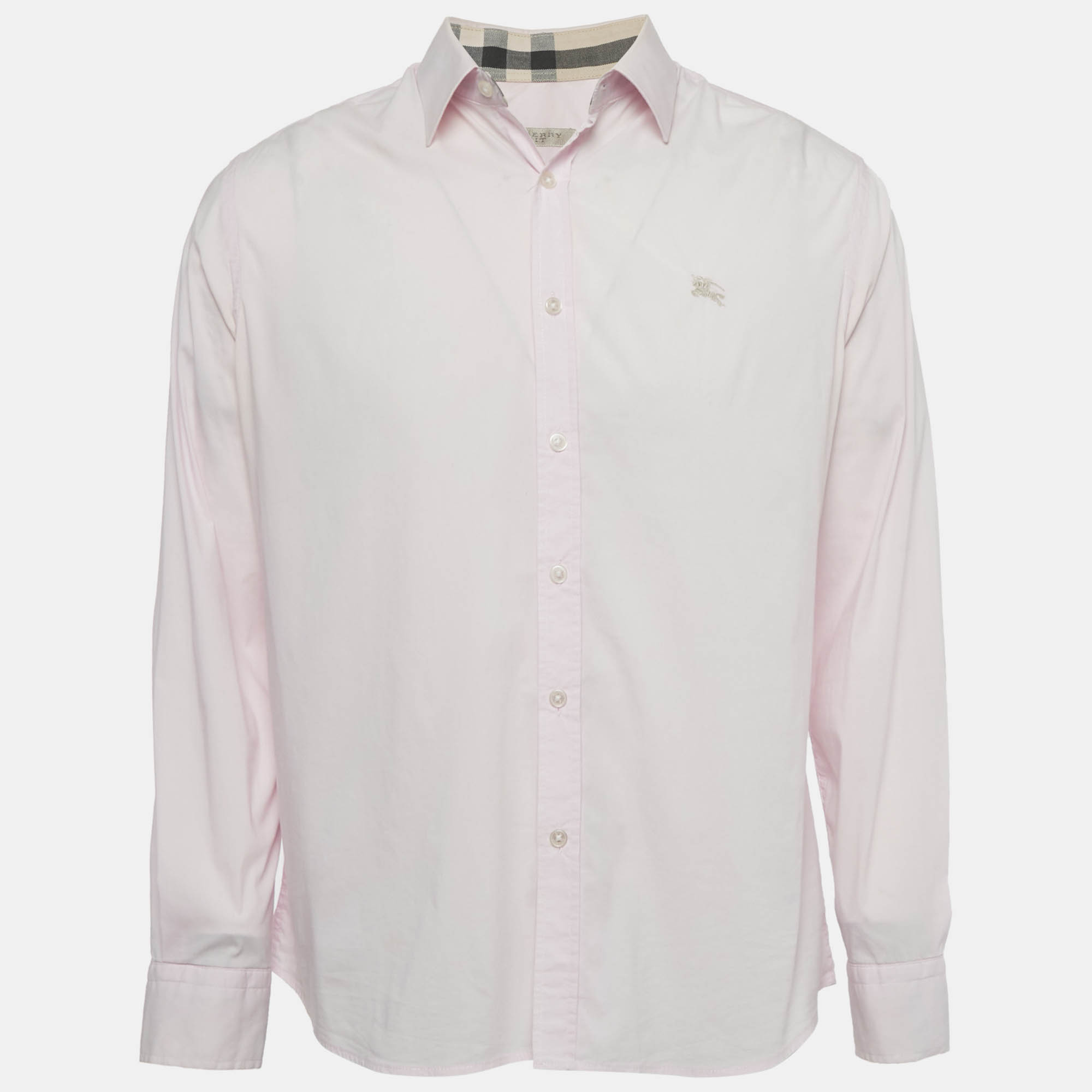 Burberry Brit Pink Logo Embroidered Cotton Shirt XL