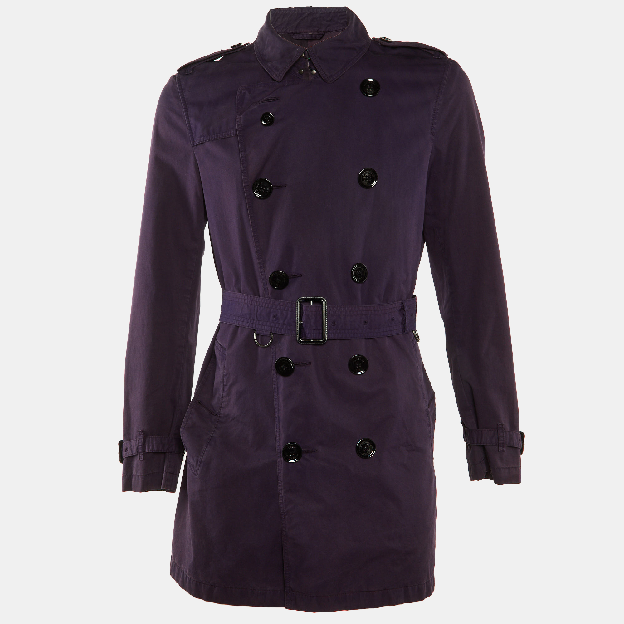 

Burberry Brit Purple Cotton Double Breasted Trench Coat M