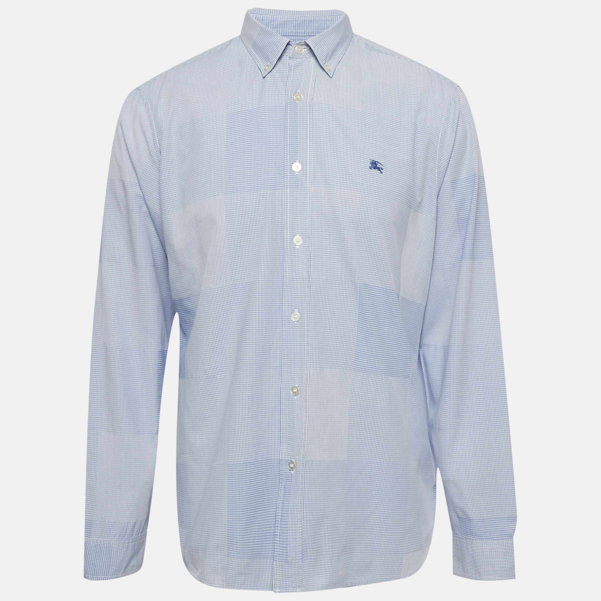 

Burberry Brit Blue Checkered Cotton Full Sleeve Shirt XL