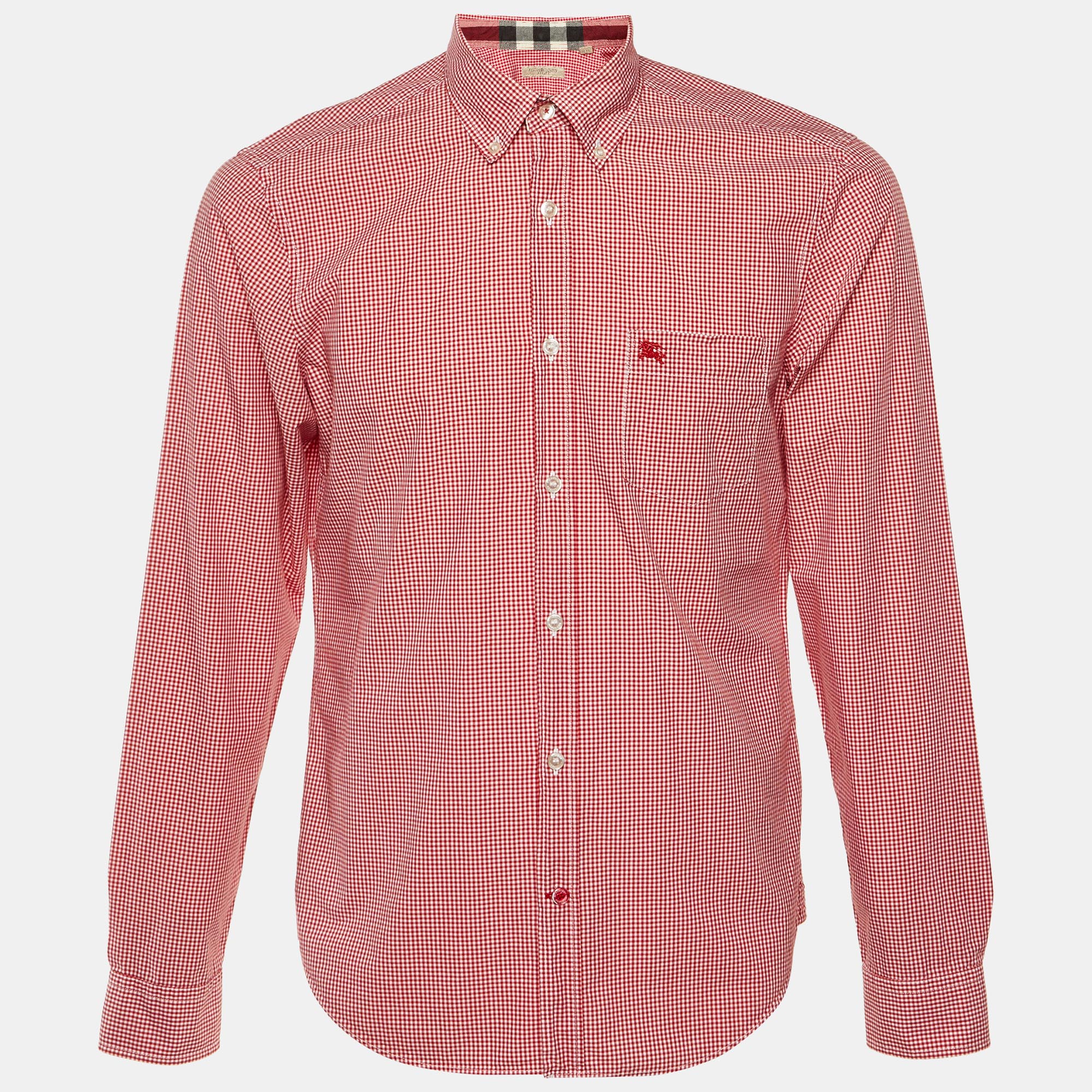

Burberry Brit red Checkered Cotton Button Front Shirt M