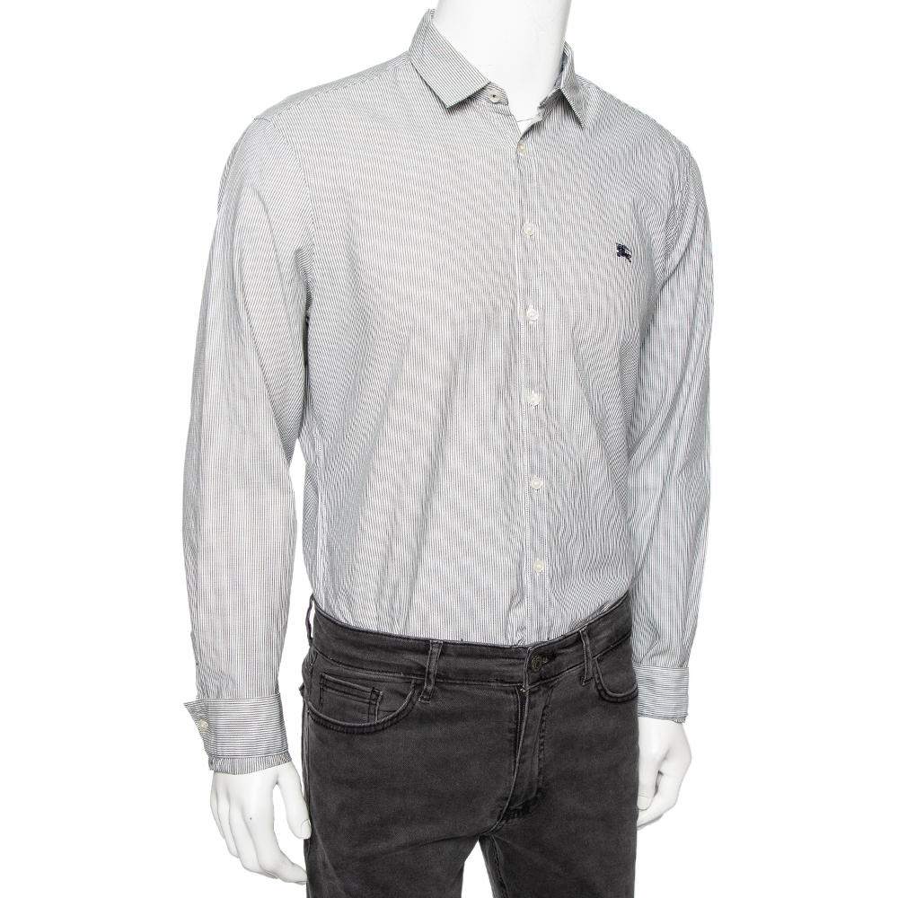 

Burberry Brit Grey Striped Cotton Button Front Shirt