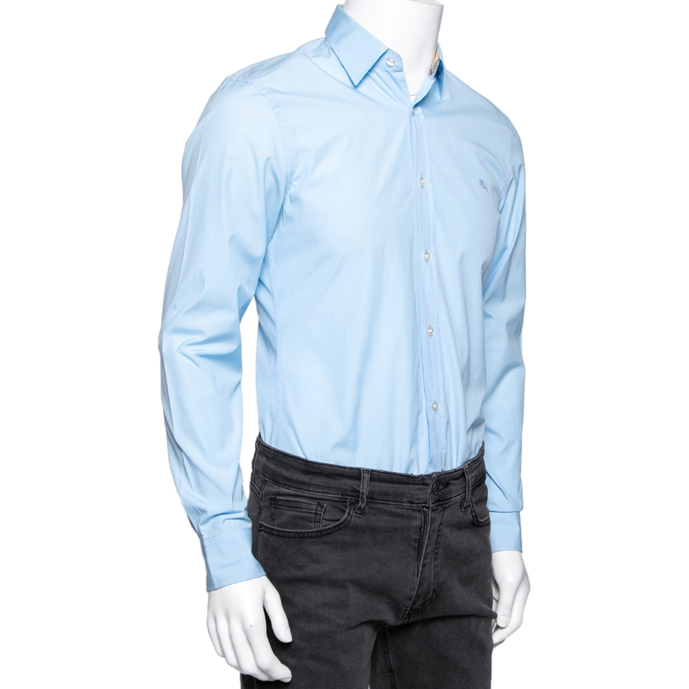 

Burberry Brit Blue Cotton Long Sleeve Button Front Shirt