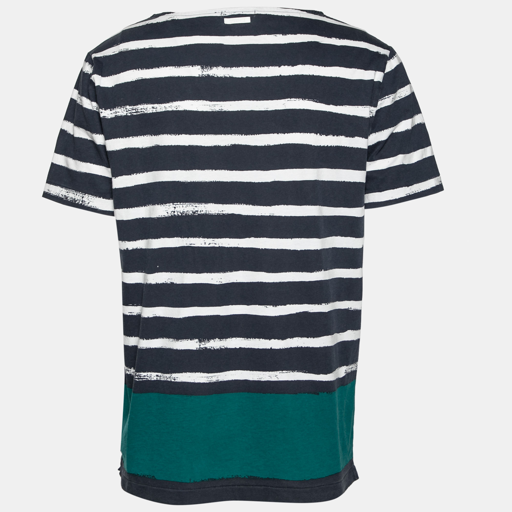 

Burberry Brit White and Blue Cotton Striped Crew Neck T-Shirt