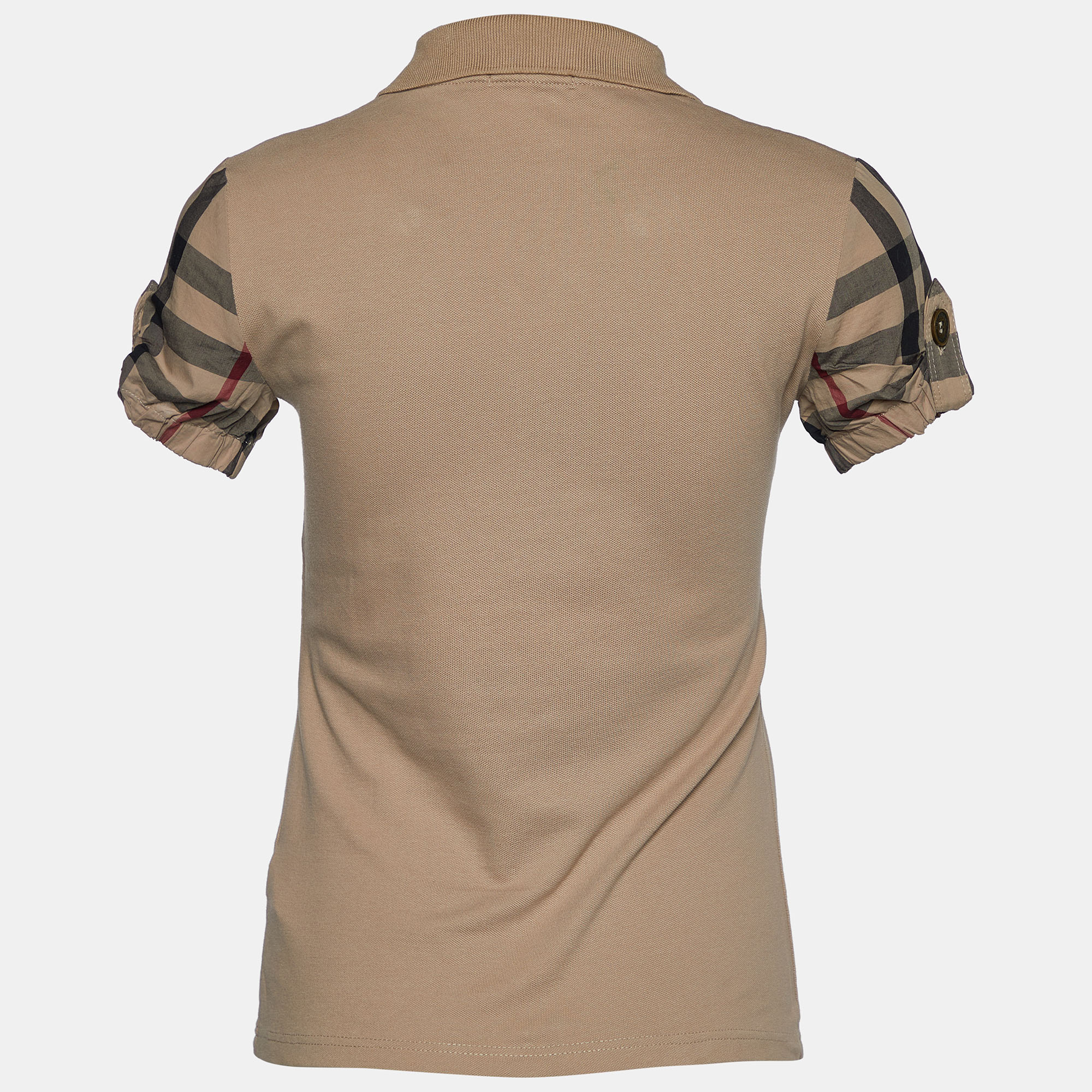 

Burberry Brit Beige Cotton Pique Nova Check Sleeve T-Shirt