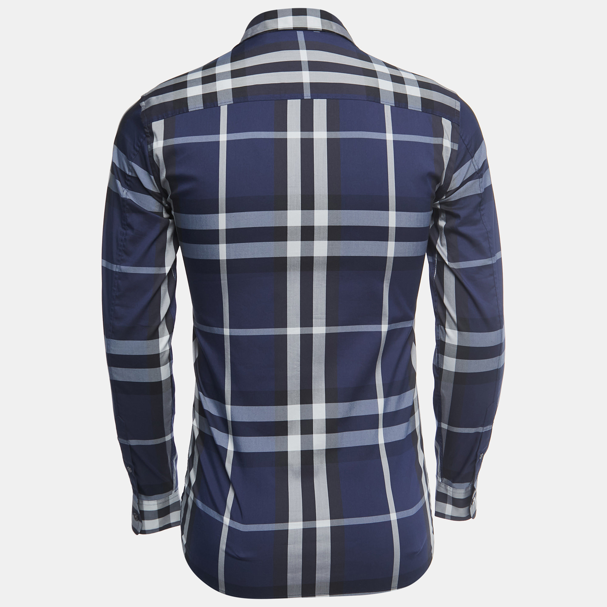 

Burberry Brit Navy Blue Checked Cotton Blend Full Sleeve Shirt