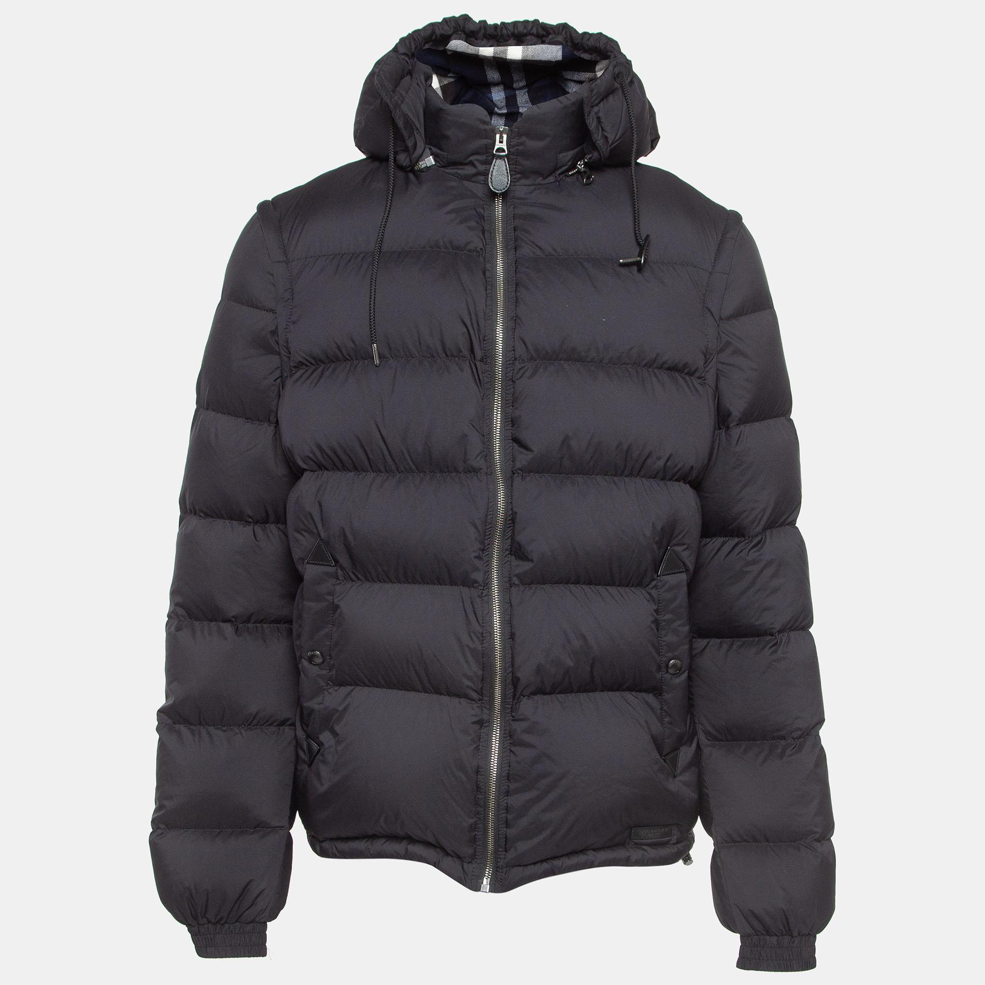 

Burberry Brit Blue Synthetic Detachable Sleeve and Hood Puffer Jacket