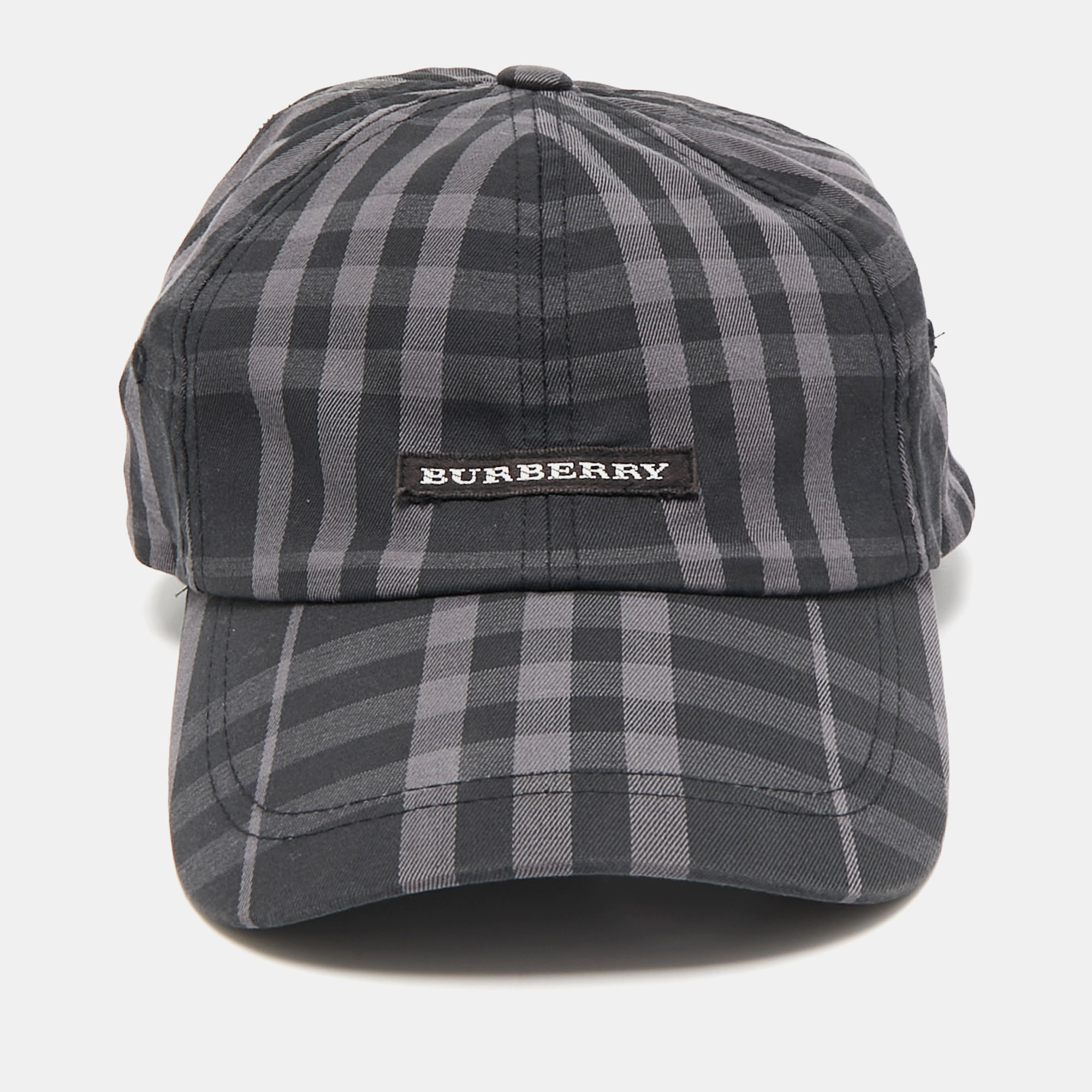 

Burberry Black Smoked Check Canvas Baseball Cap