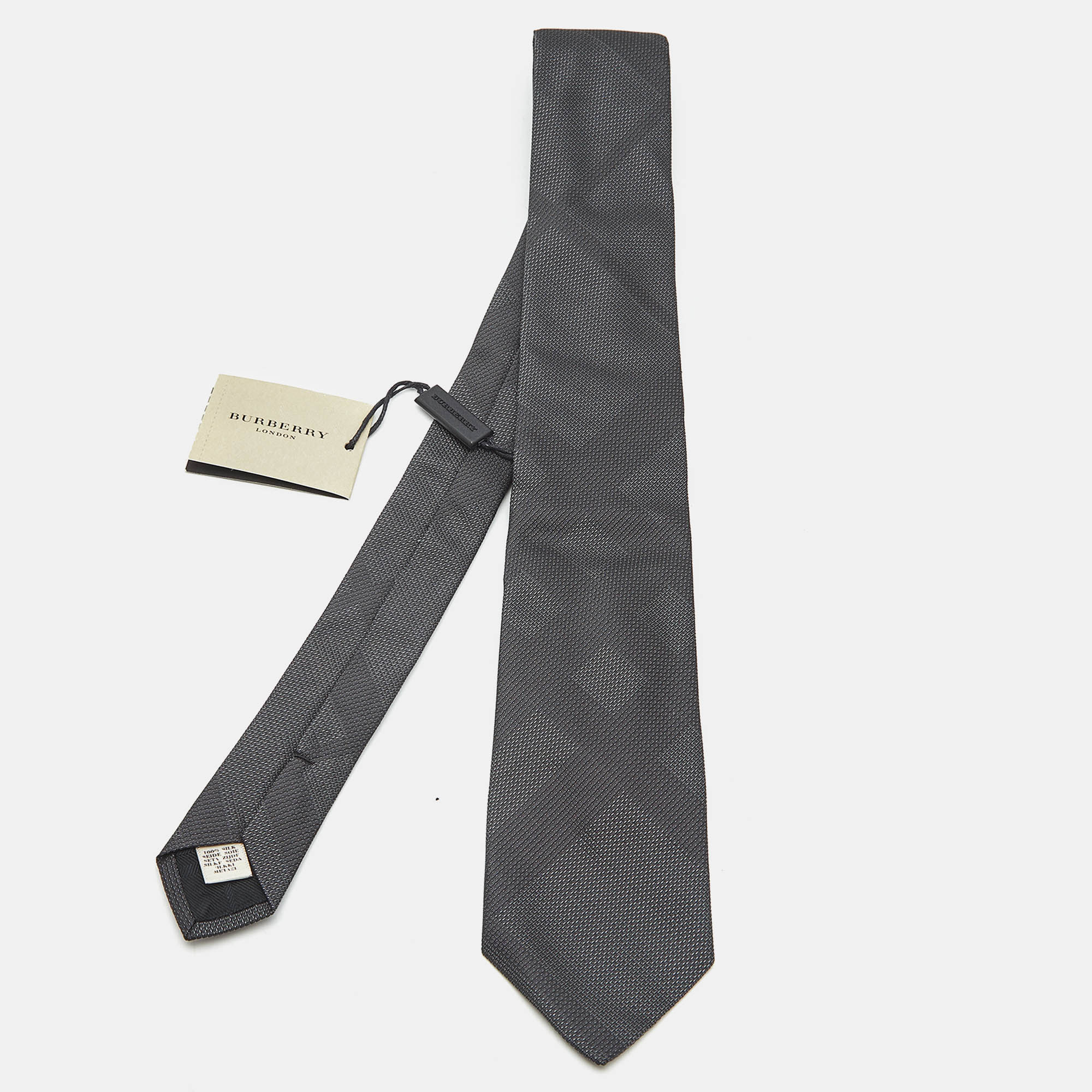 

Burberry London Black Jacquard Silk Tartan Check Modern Tie