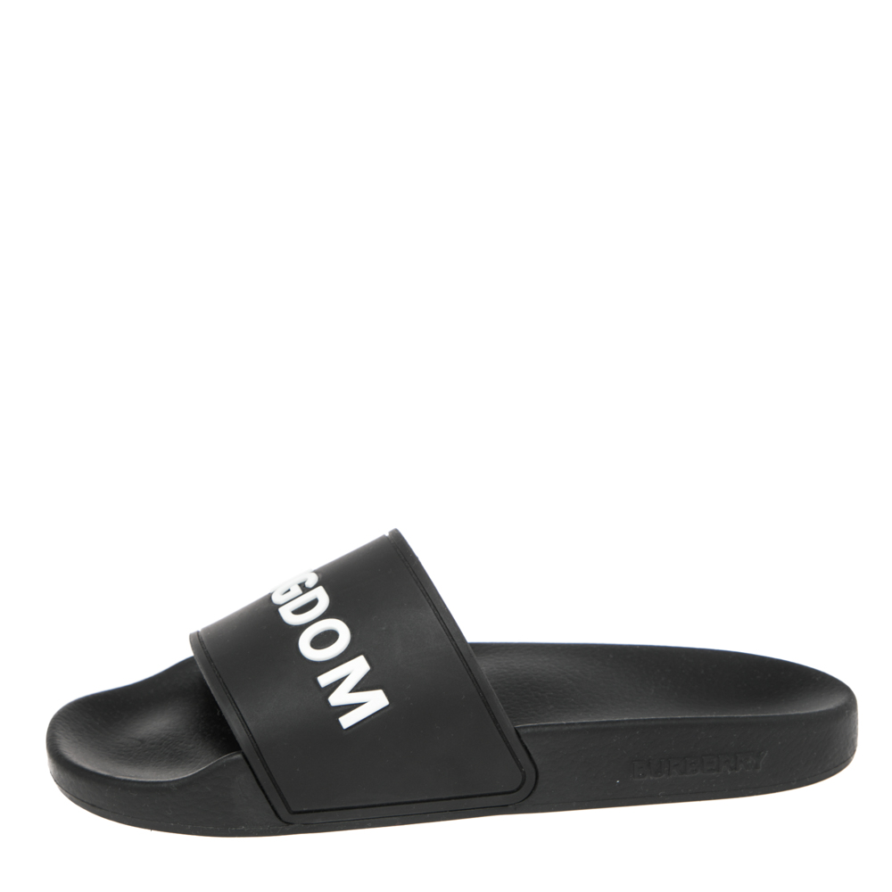 

Burberry Black Rubber Furly Slide Flat Sandals Size