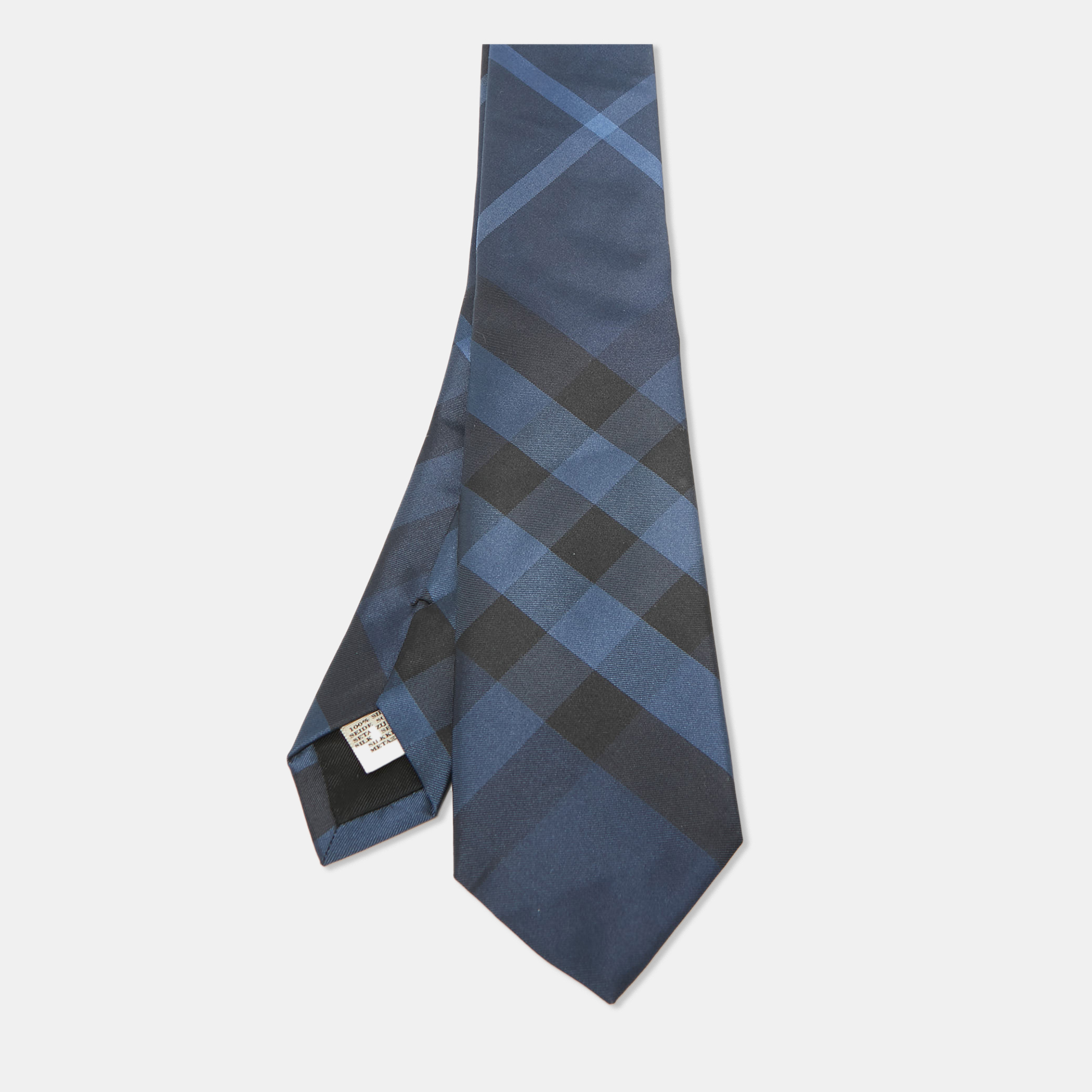 

Burberry Navy Blue Checked Silk Tie