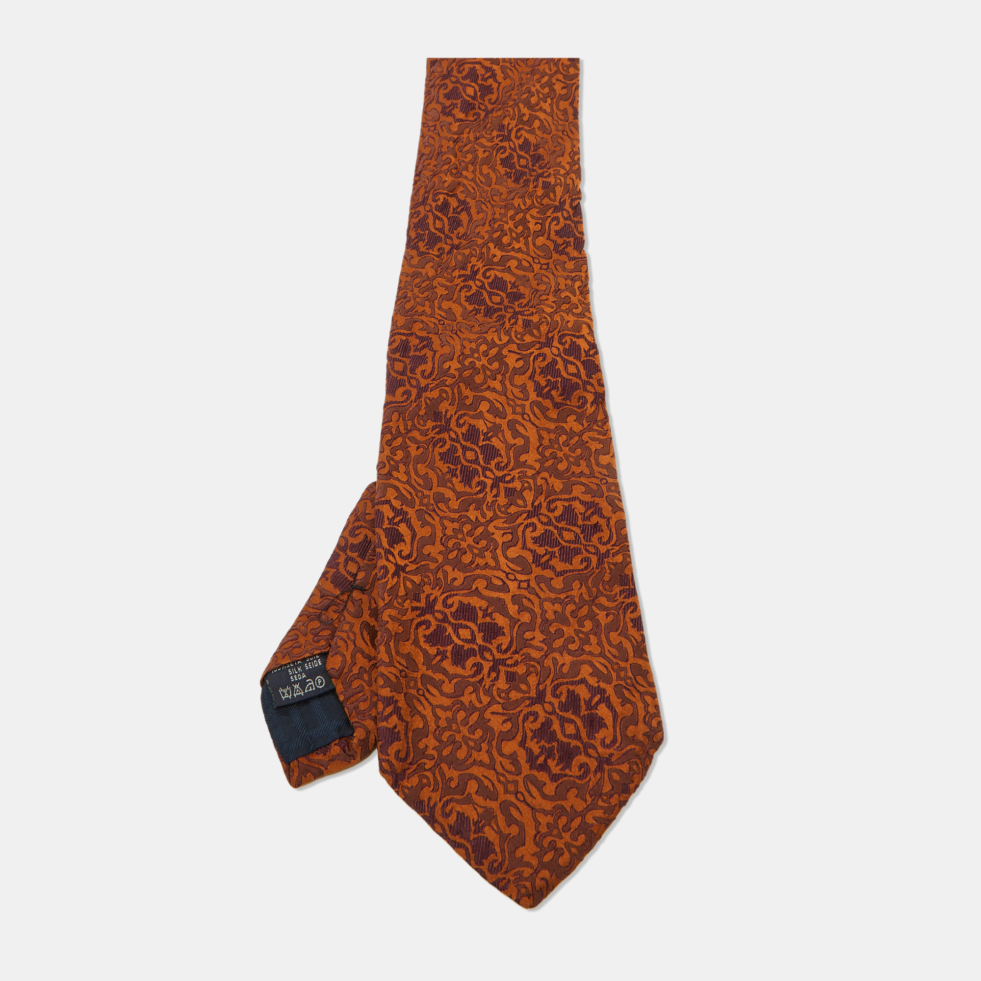 

Burberry Brown Paisley Print Silk Tie