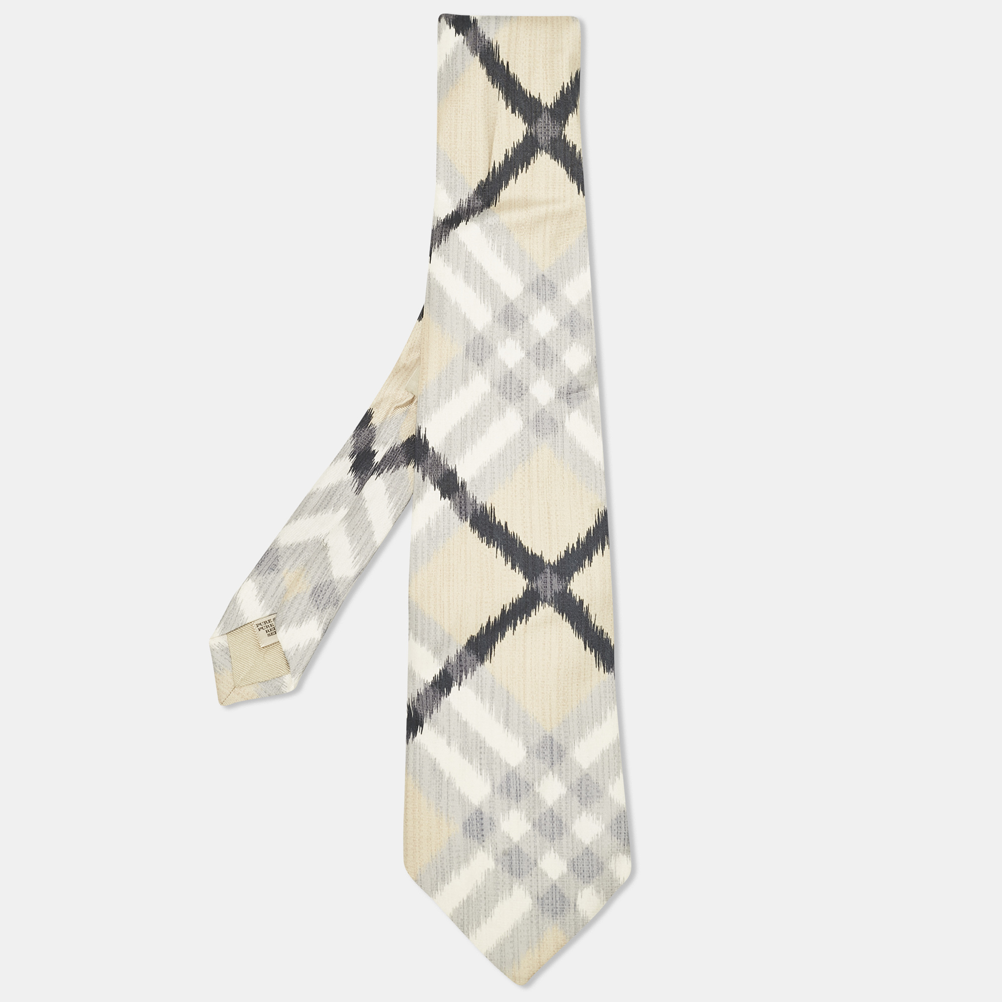 

Burberry London Beige/Grey Nova Check Silk Tie