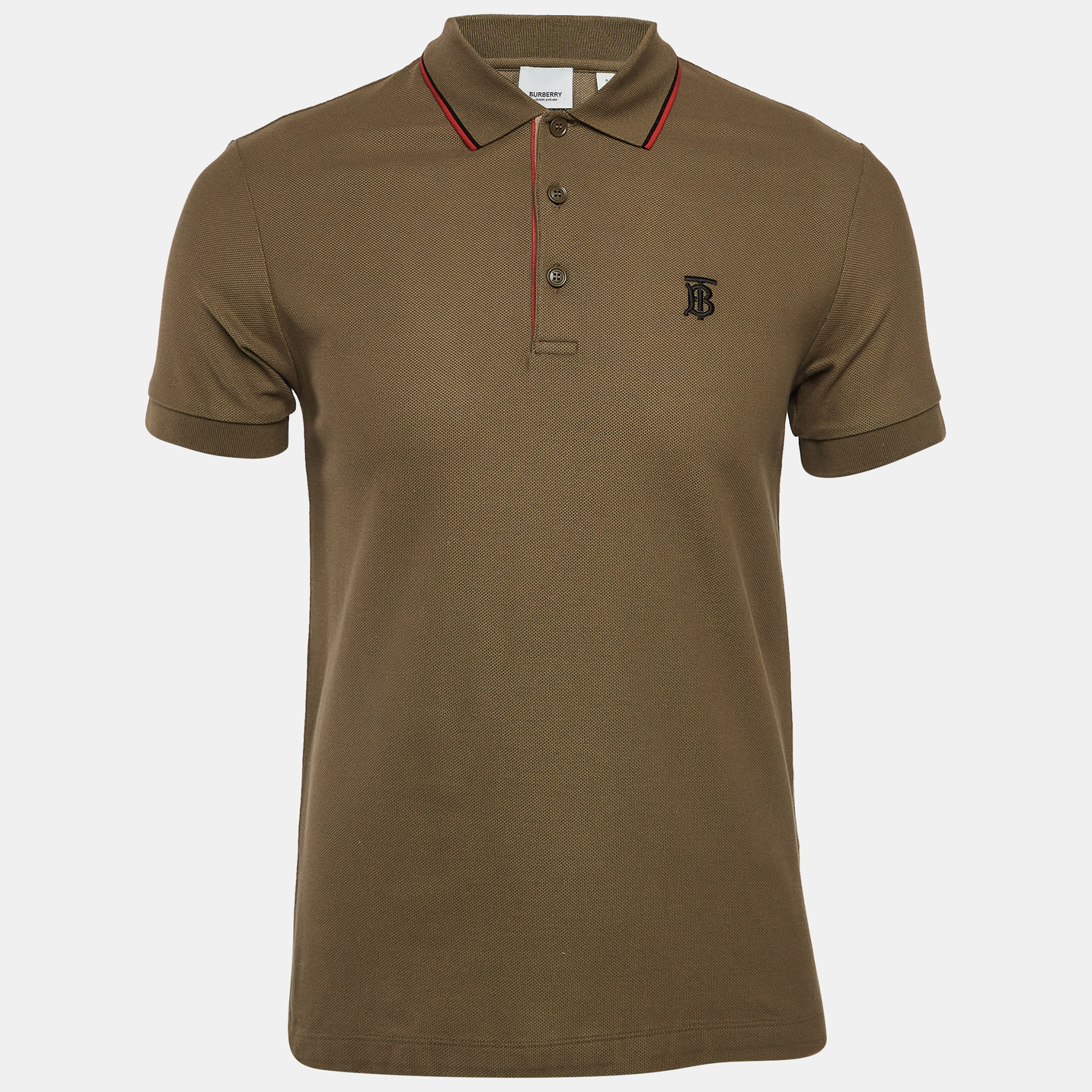 

Burberry Olive Green Cotton Pique Short Sleeve Polo T-shirt S