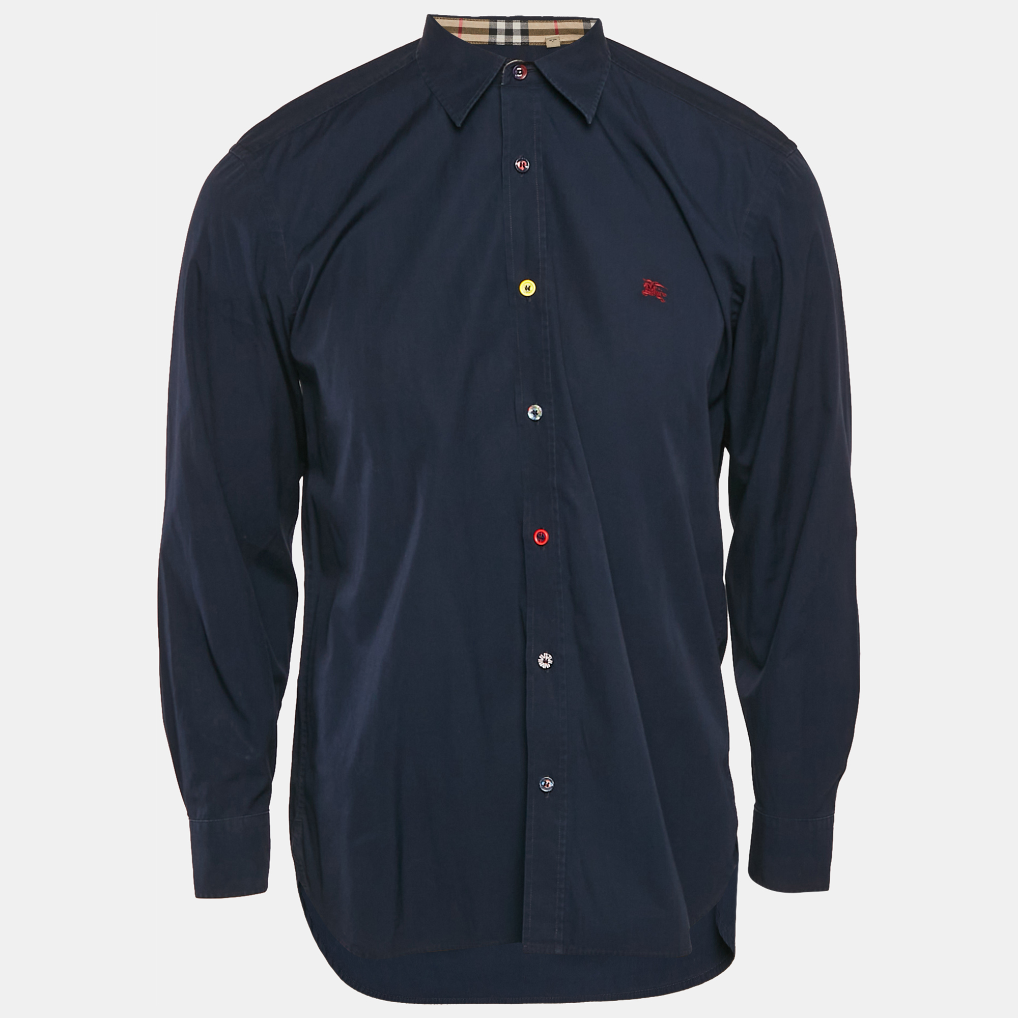 

Burberry London Navy Blue Cotton Button Front Shirt L