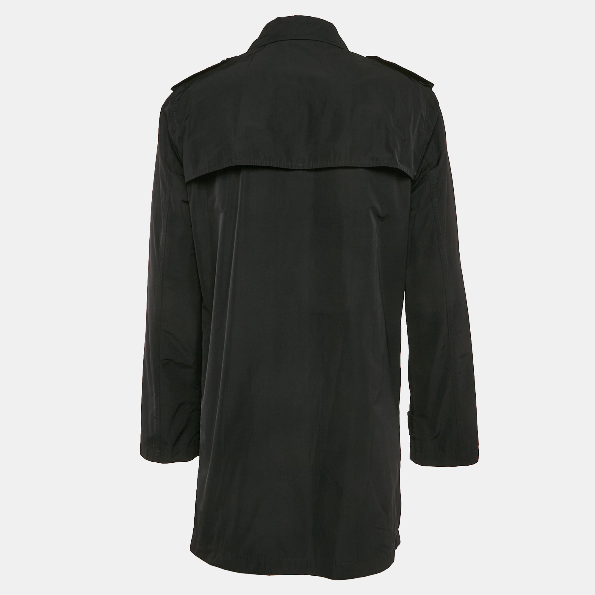 Burberry London Black Button Front Mid-Length Coat M 