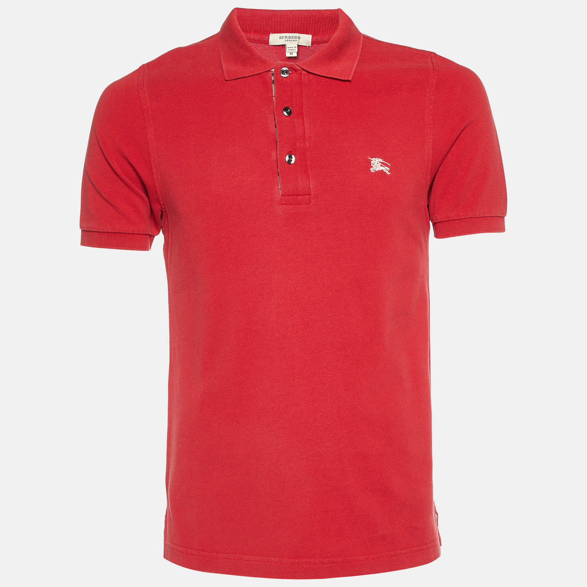 

Burberry Red Cotton Pique Polo T-Shirt M