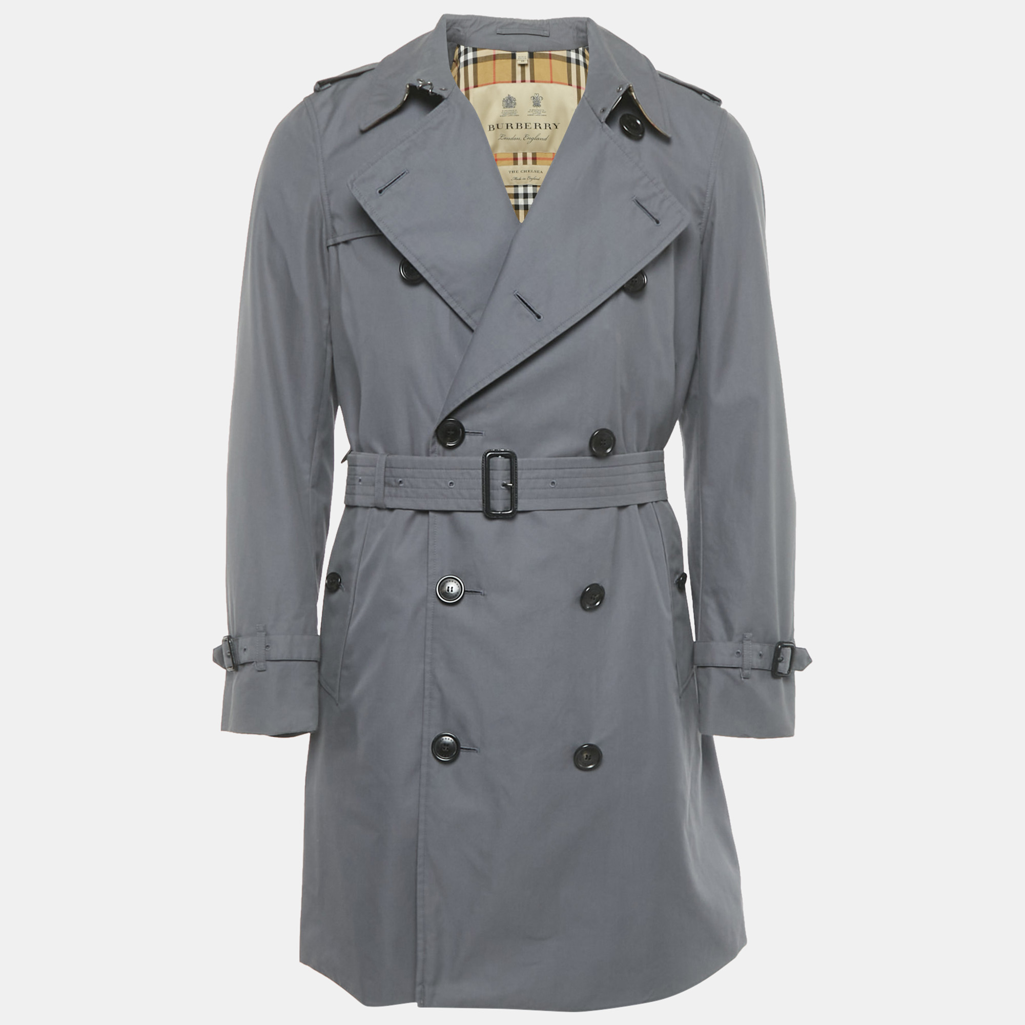 

Burberry Grey Cotton Chelsea Heritage Mid Length Trench Coat M