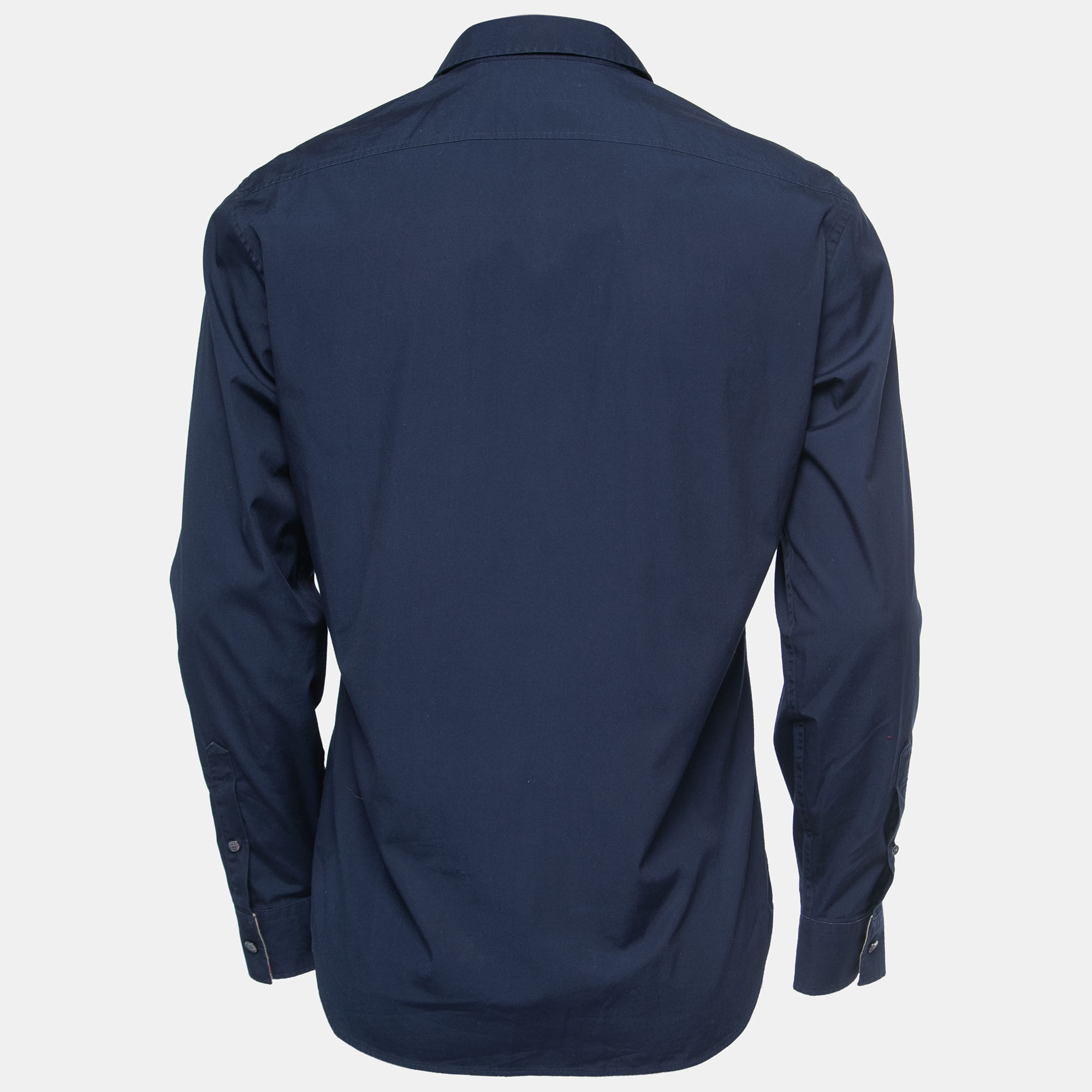 

Burberry London Navy Blue Cotton Button Front Full Sleeve Shirt