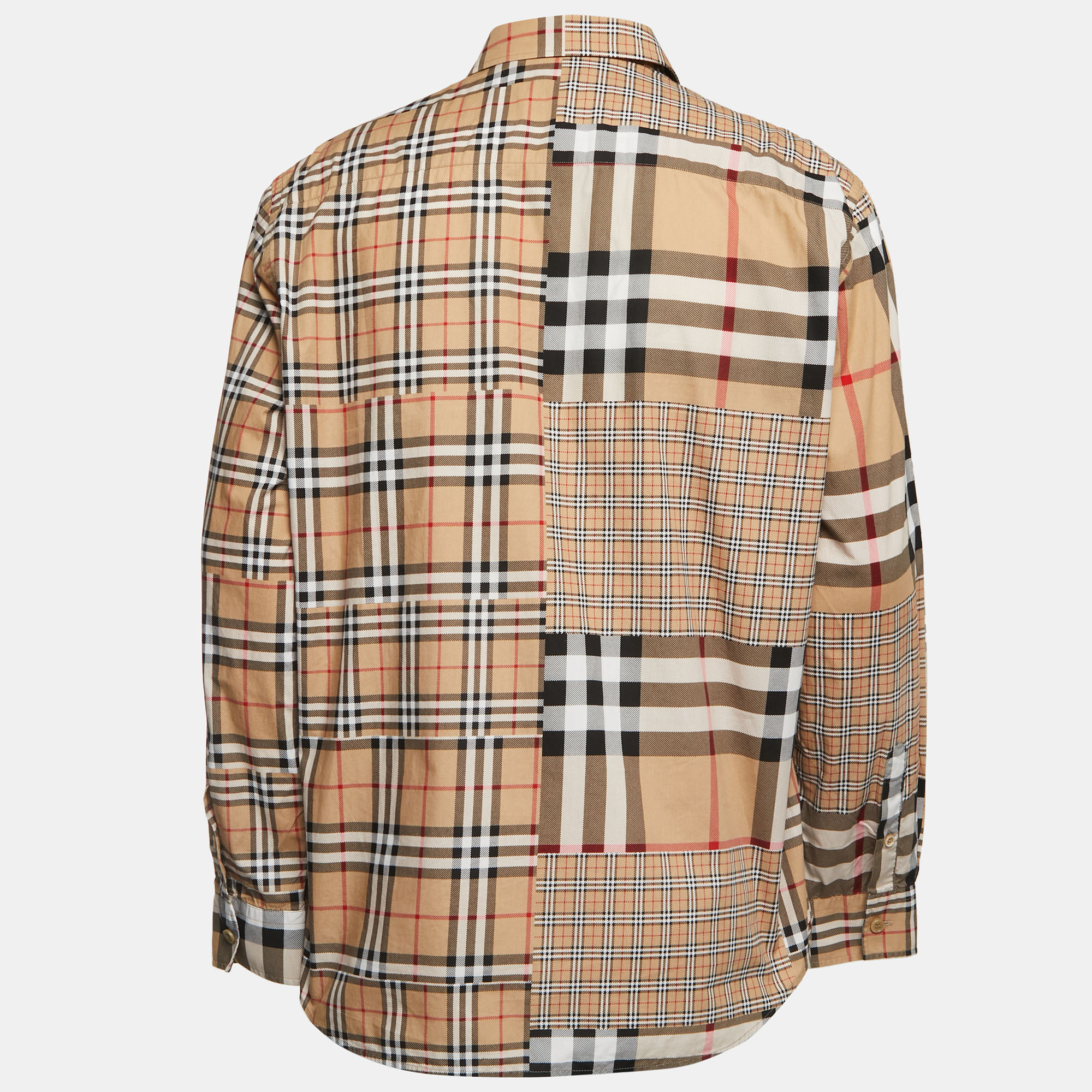 

Burberry London Beige Checked Cotton Button Front Full Sleeve Shirt