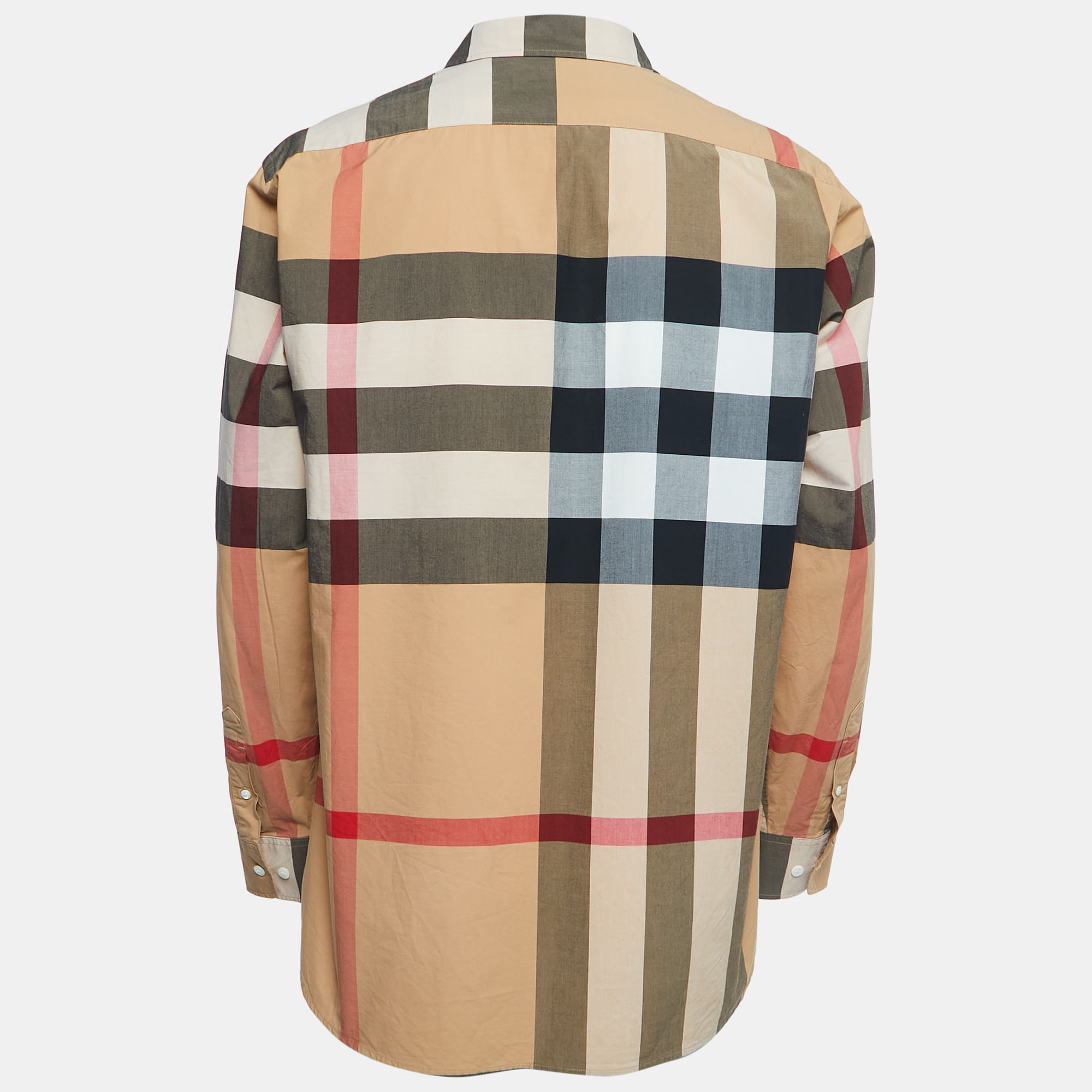 

Burberry London Beige Plaid Cotton Button Front Full Sleeve Shirt