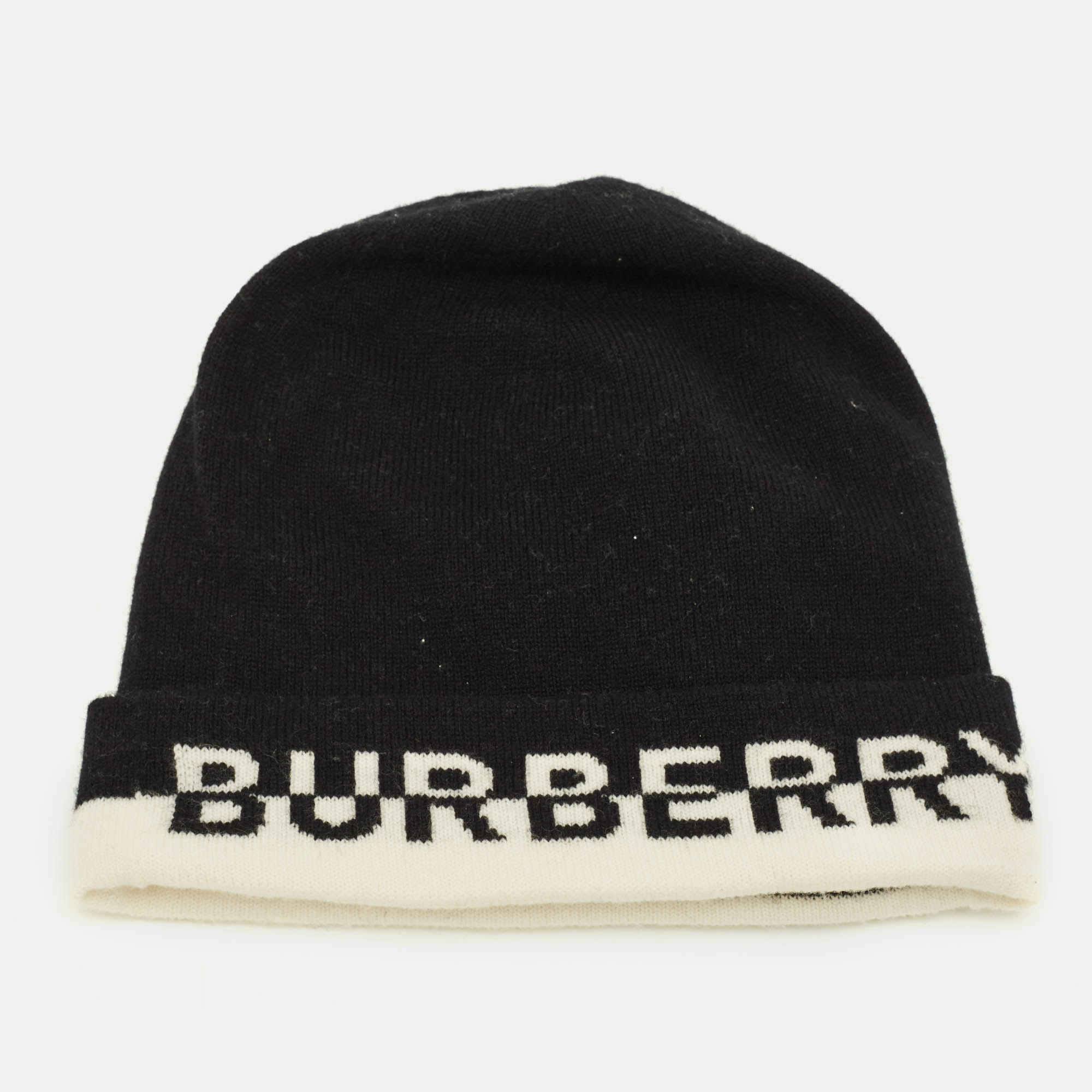 

Burberry Black Logo Intarsia Cashmere Beanie