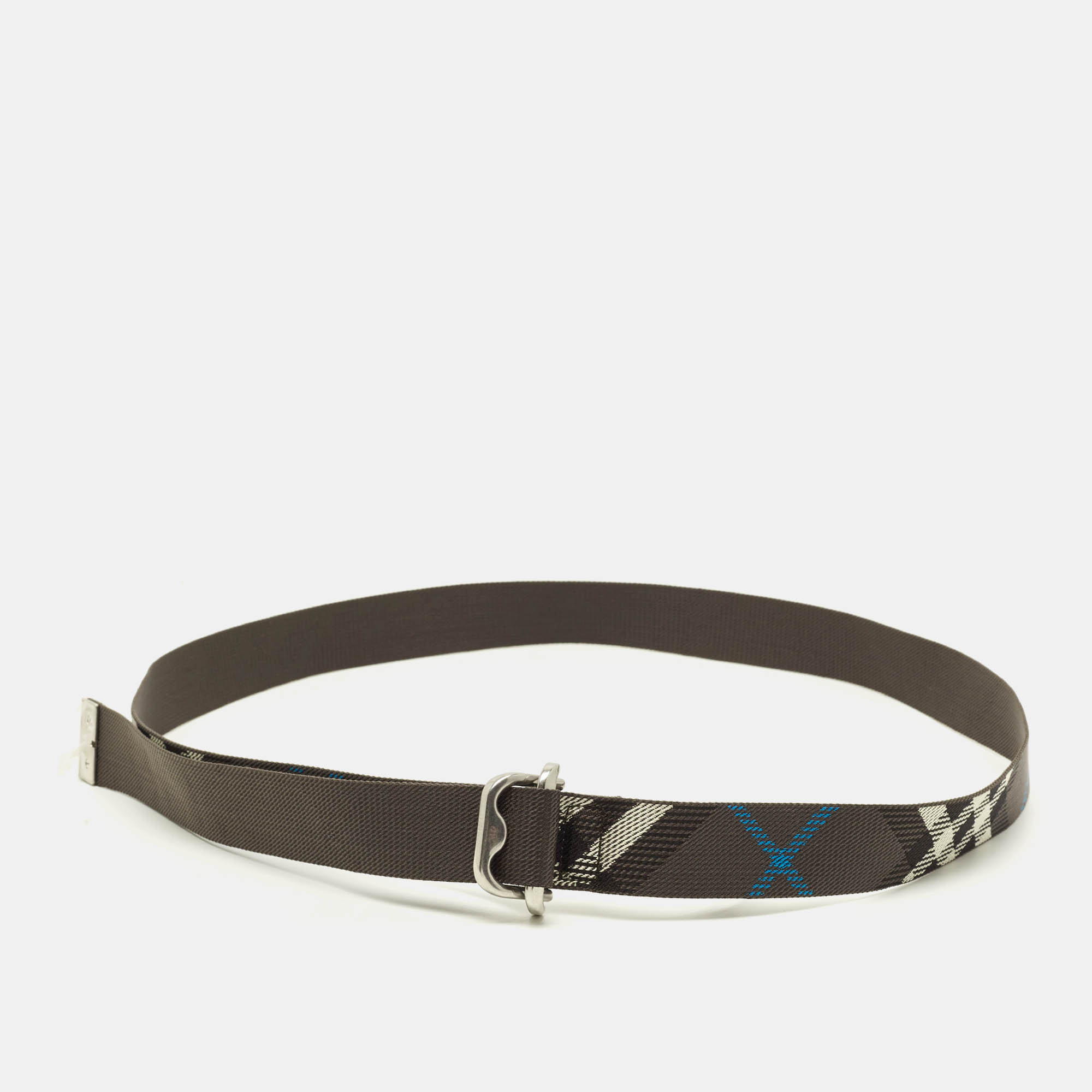 

Burberry  Webbing Buckle Belt Grey Check Nylon