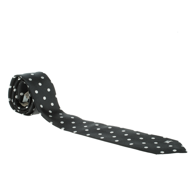 Pre Owned Burberry London Monochrome Polka Dotted Jacquard Silk Manston Tie