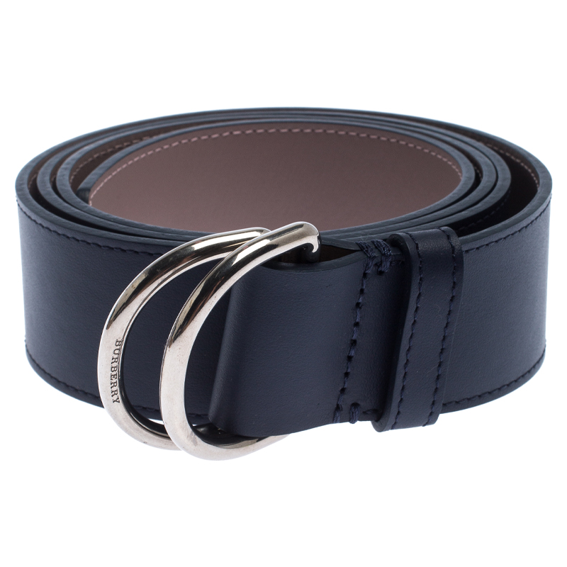 

Burberry Navy Blue/Beige Leather D'Ring Buckle Belt
