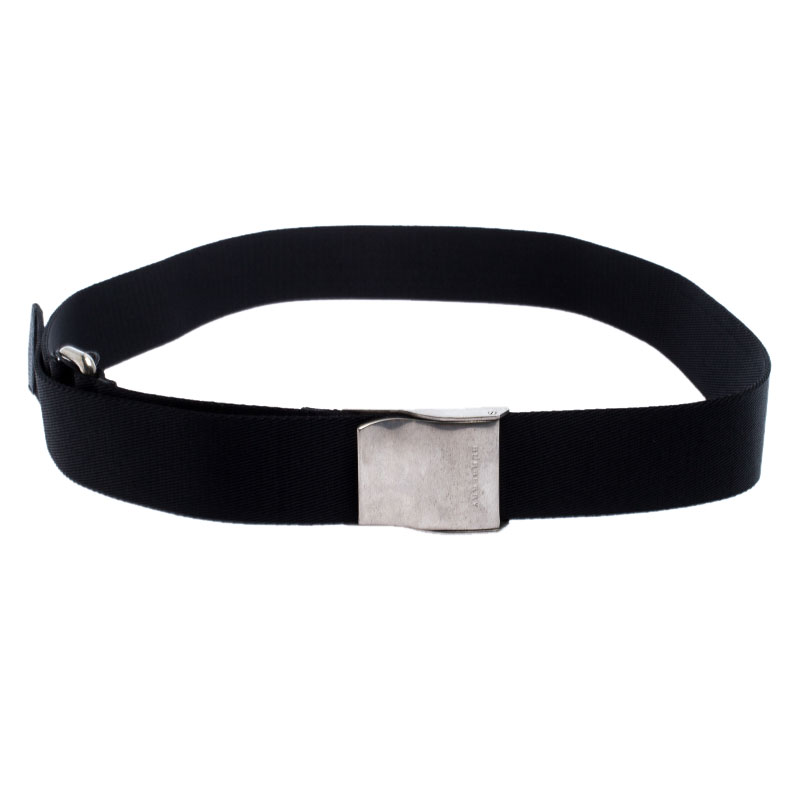 Pre Owned Burberry Black Canvas Zach Webbing Belt 105CM