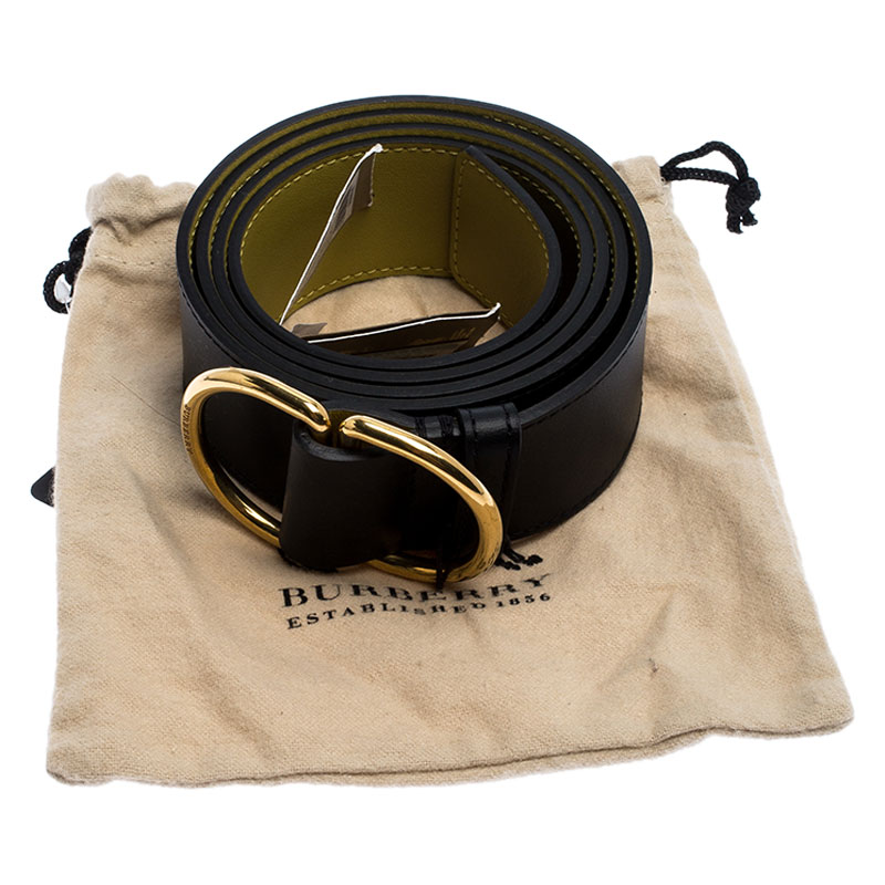 Burberry Black Leather Double D-ring Belt 120cm