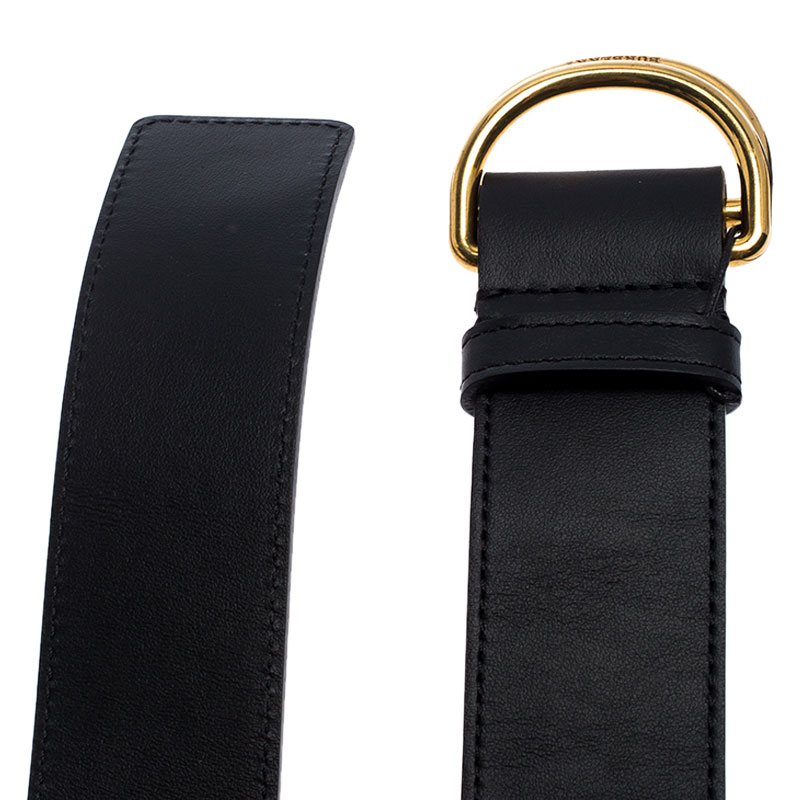Burberry Black Leather Double D-ring Belt 120cm